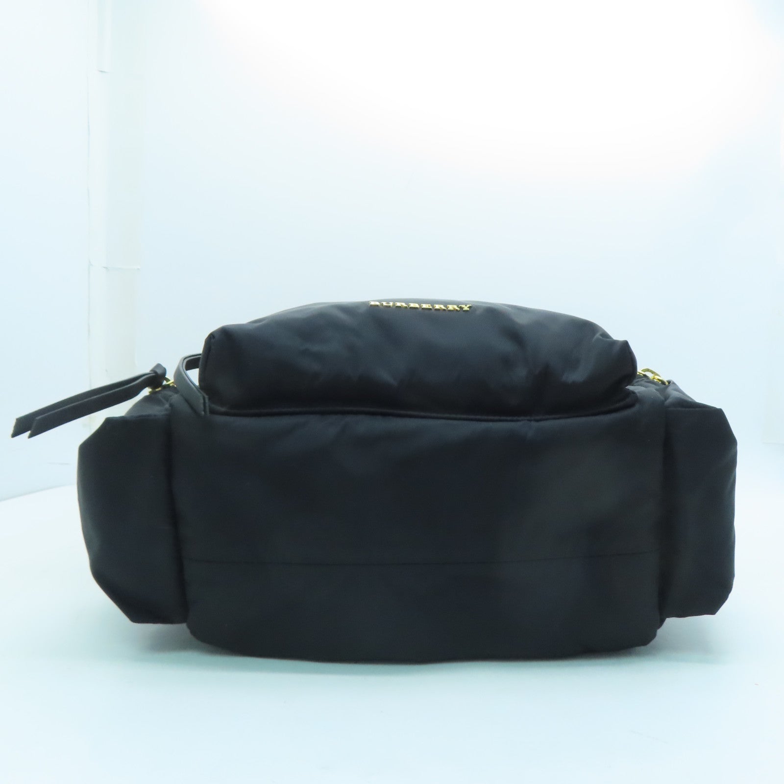 BURBERRY Nylon Backpack Gold Buckle Backpack Black/Brown