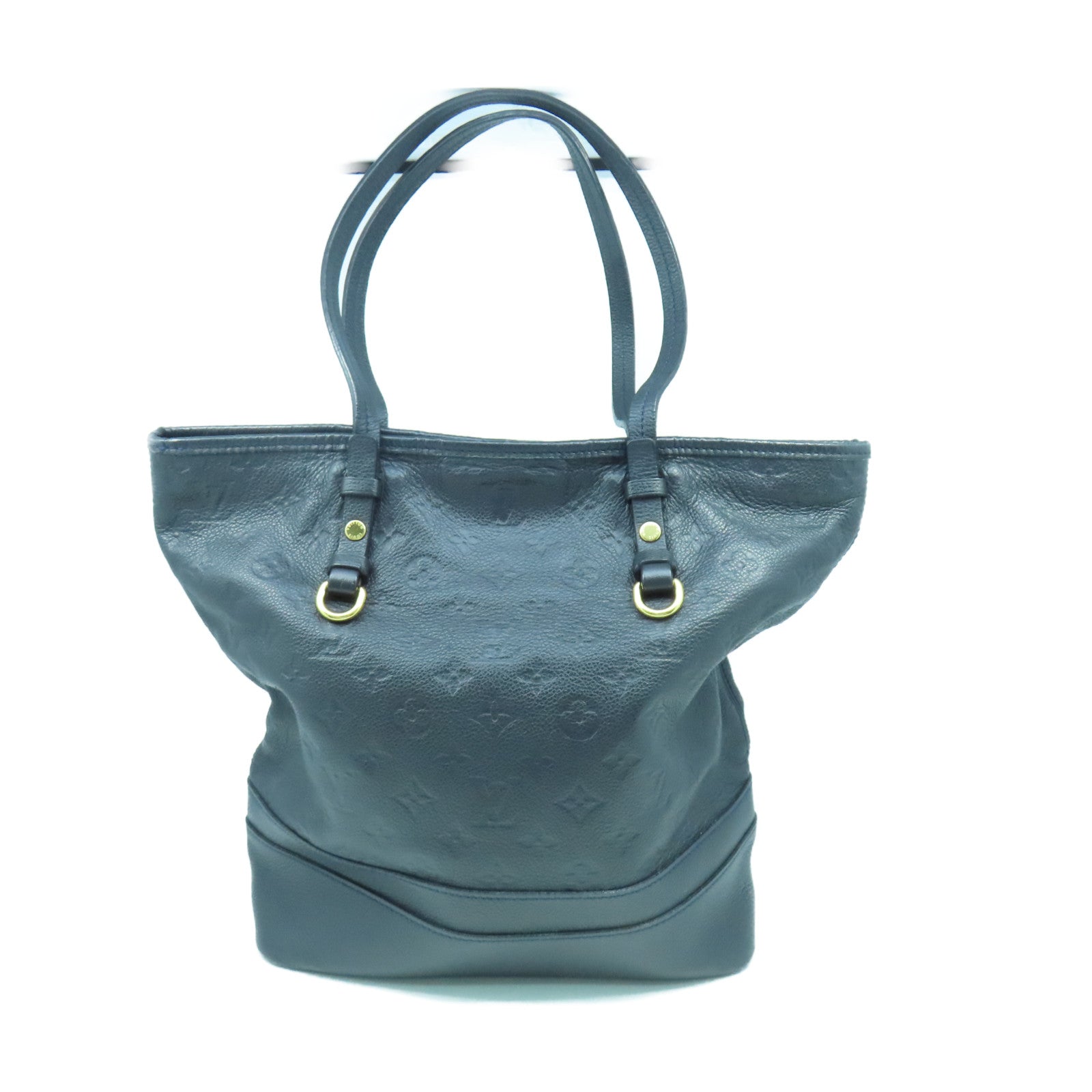 LOUIS VUITTON Monogram Empreinte Citadin PM金扣手挽袋深藍色