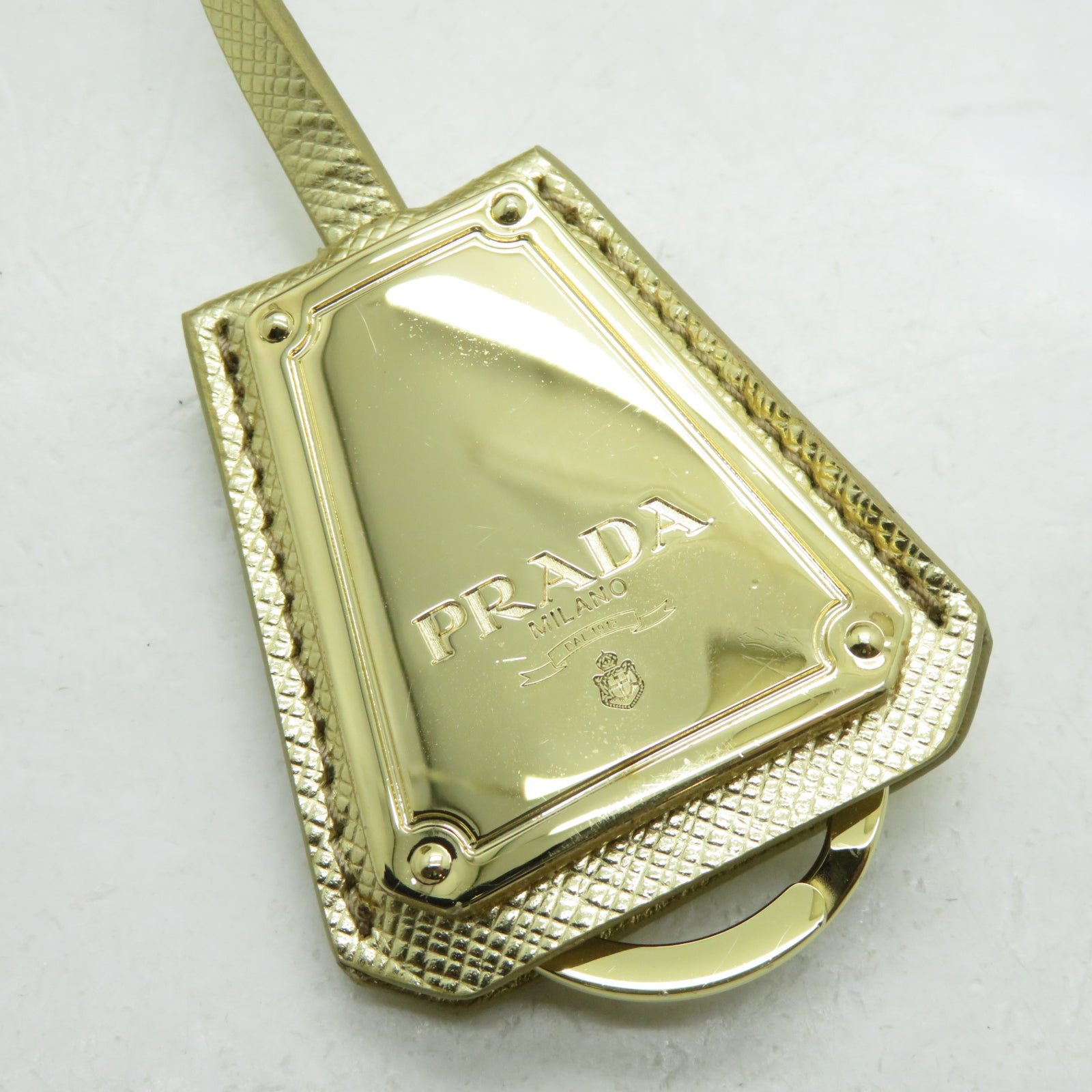 PRADA 牛皮皮革Shoulder Bag金扣肩背袋金色