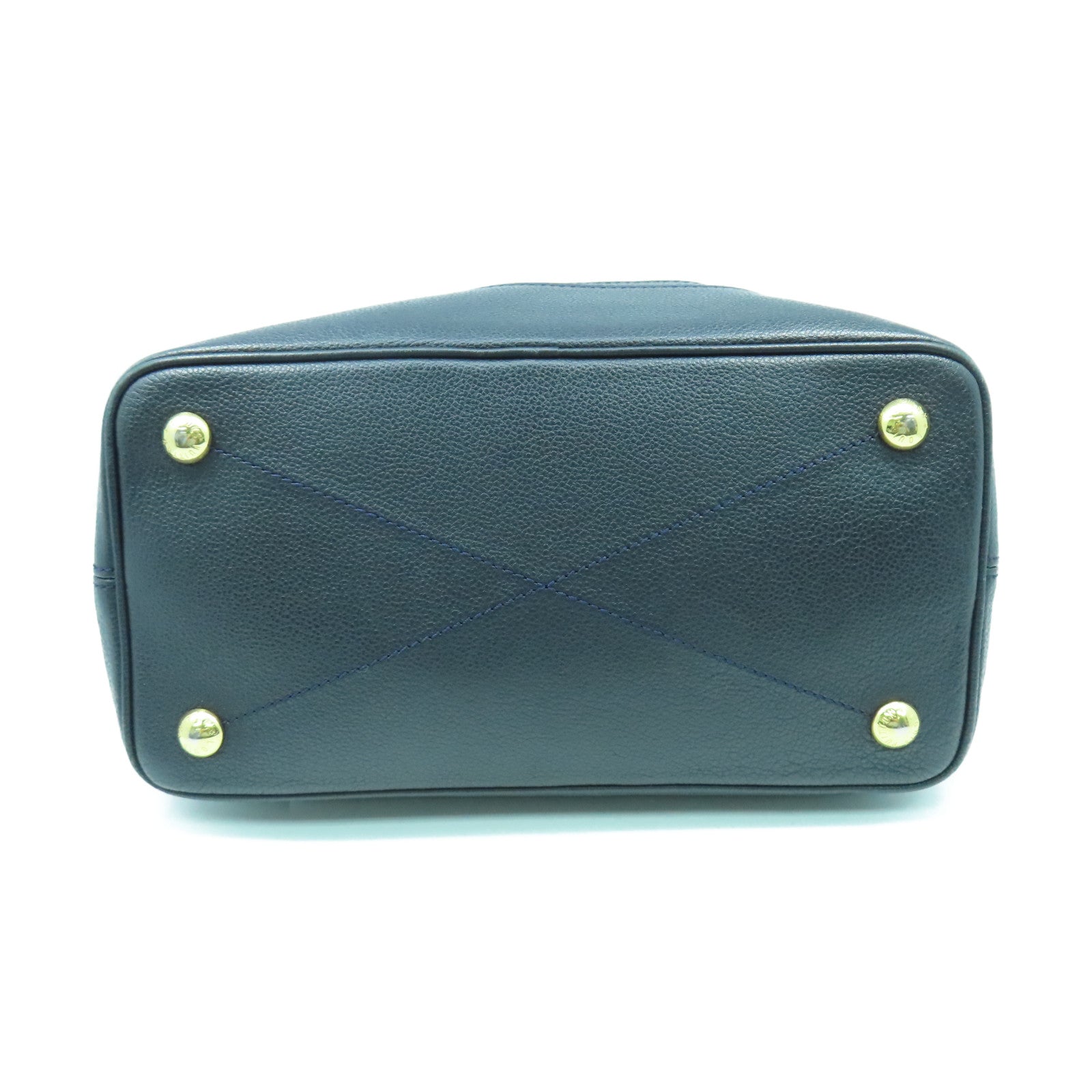 LOUIS VUITTON Monogram Empreinte Citadin PM金扣手挽袋深藍色
