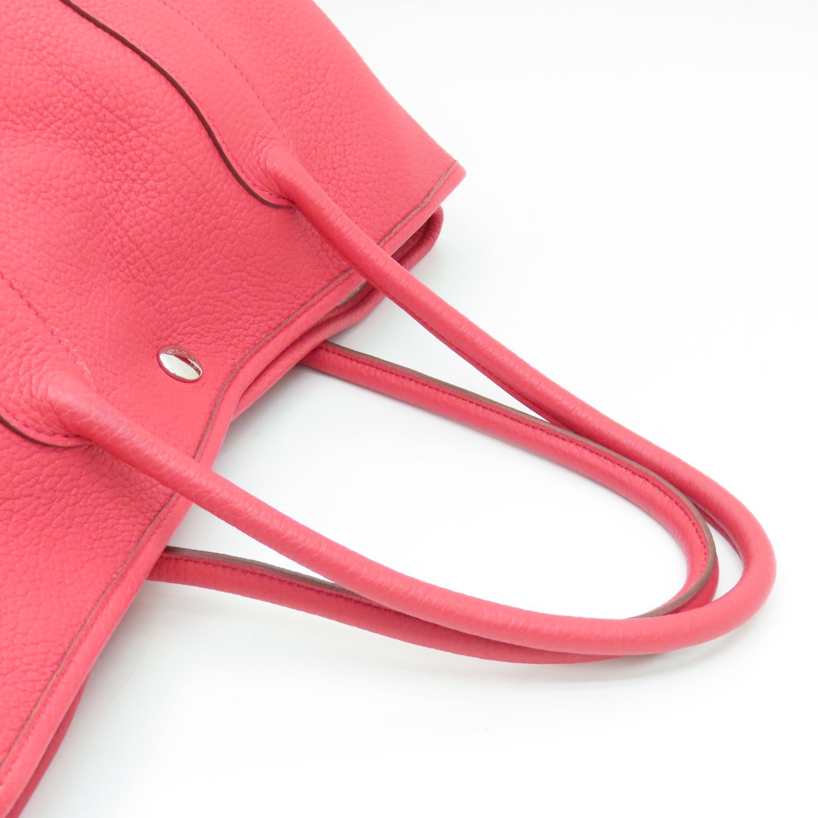 HERMES Clemence皮革GardenP arty PM銀扣手挽袋Rose Jaipur粉紅色
