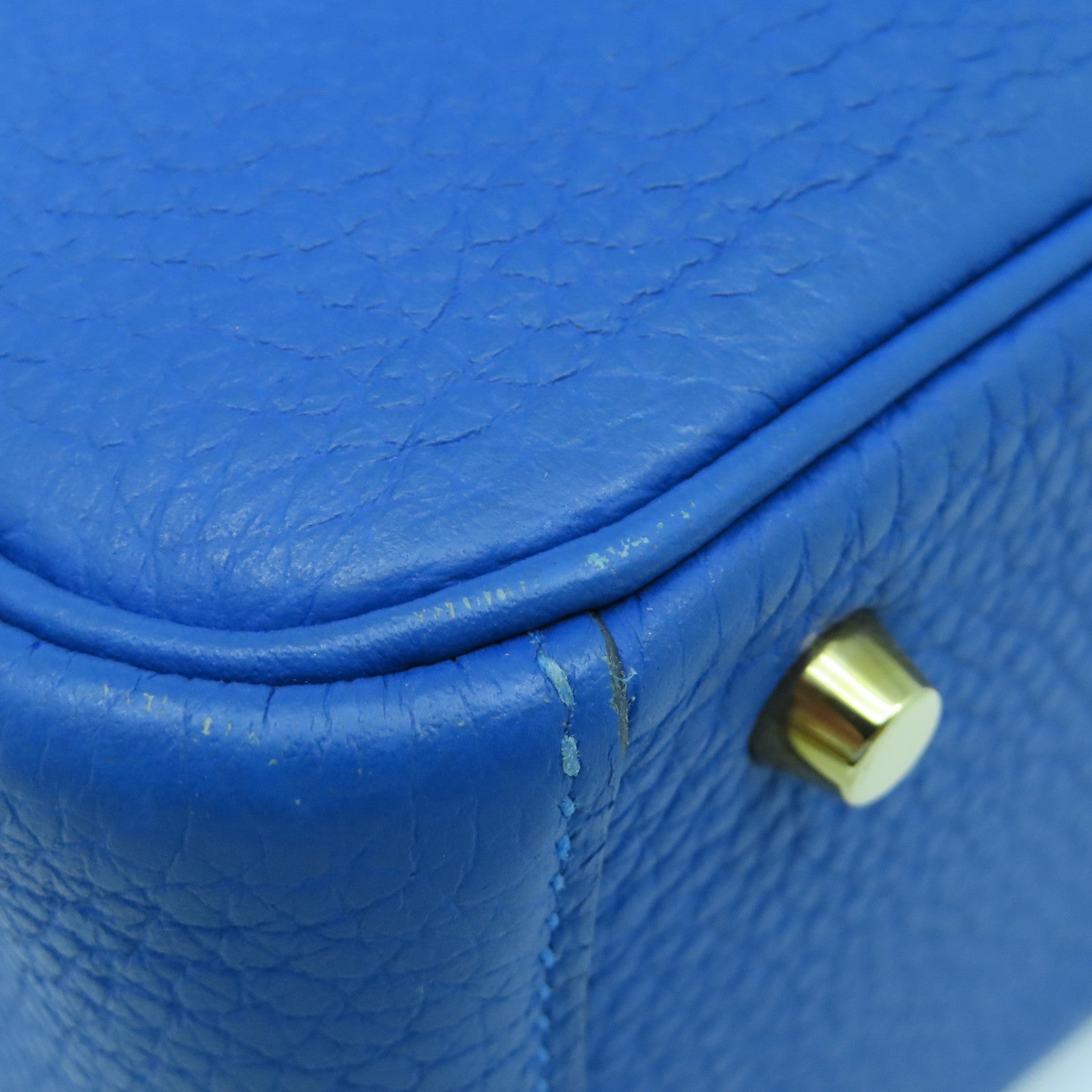 HERMES 【激減優惠】Taurillon Clemence皮革Mini Lindy金扣手挽肩背兩用袋藍色