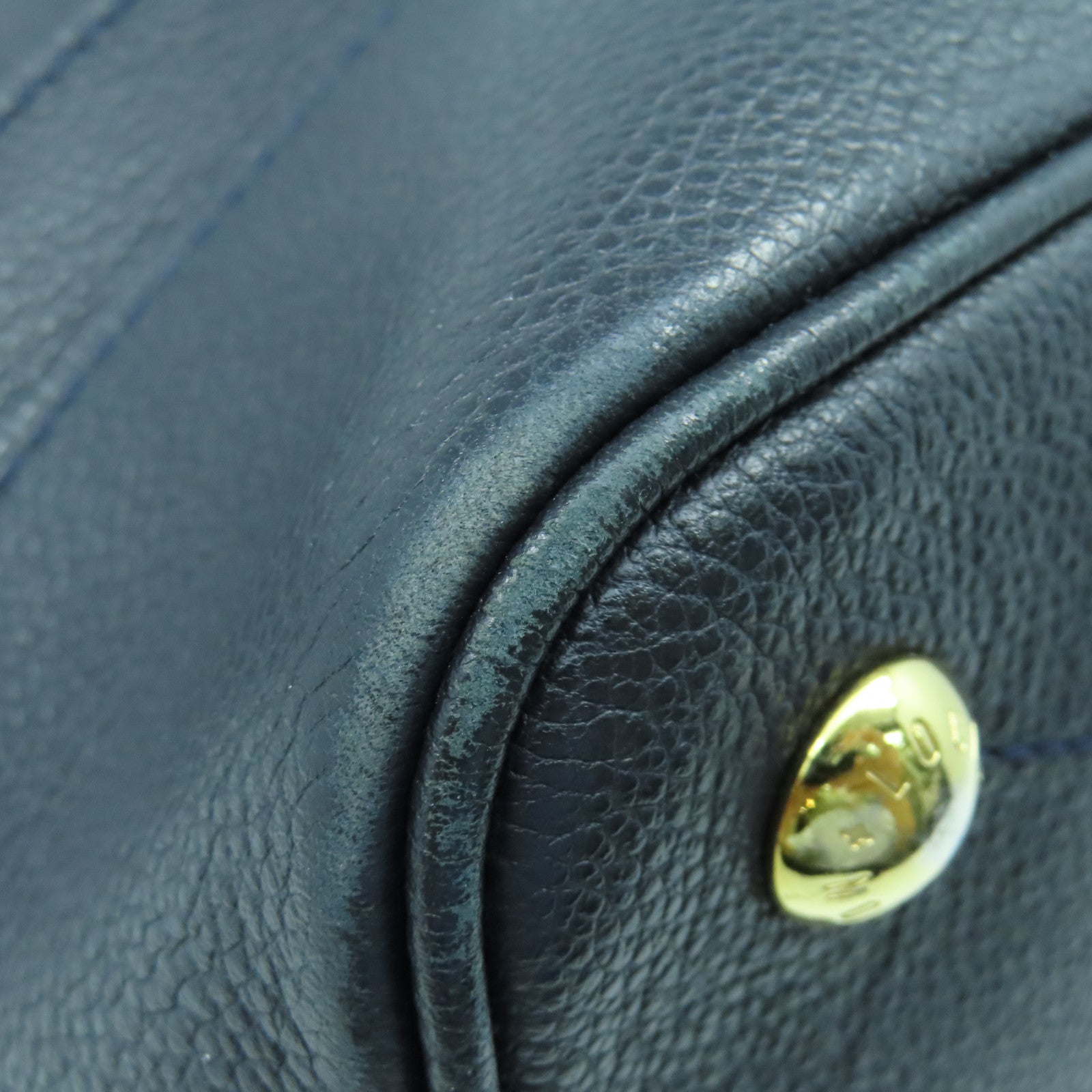 LOUIS VUITTON Monogram Empreinte Citadin PM金扣手挽袋深藍色