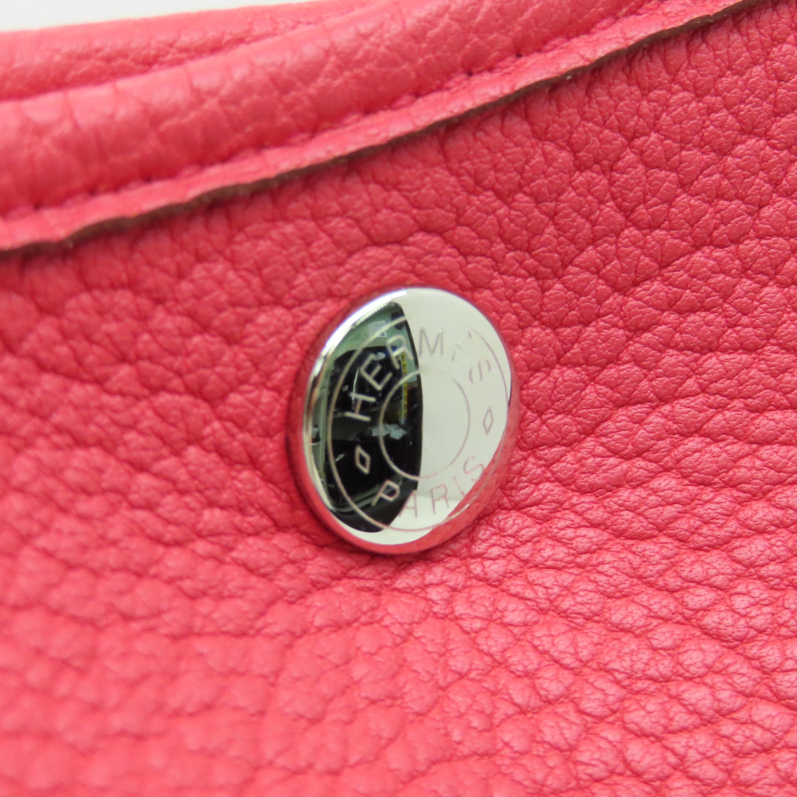 HERMES Clemence皮革GardenP arty PM銀扣手挽袋Rose Jaipur粉紅色