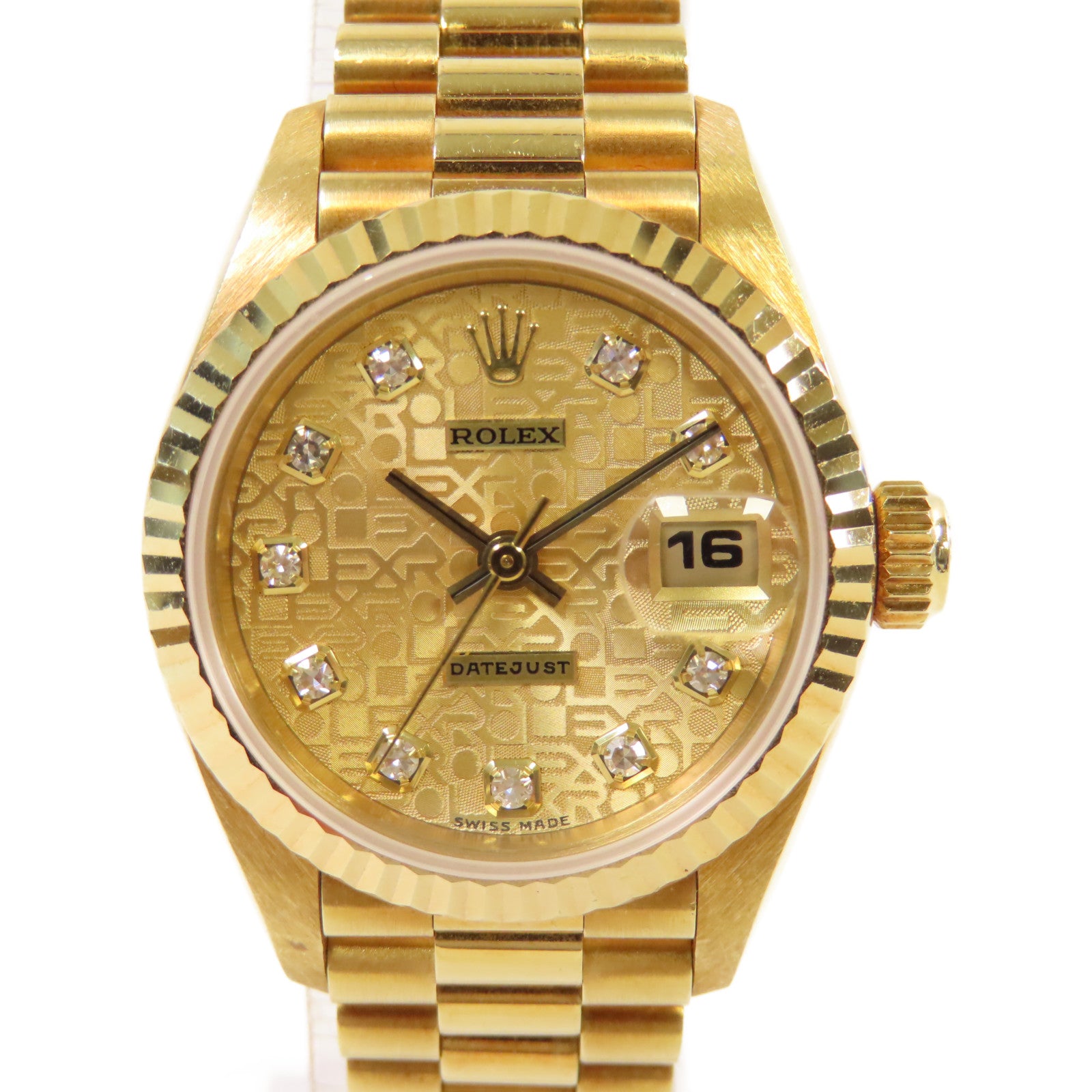 ROLEX Datejust Watch 18K黃金自動機芯手錶金色