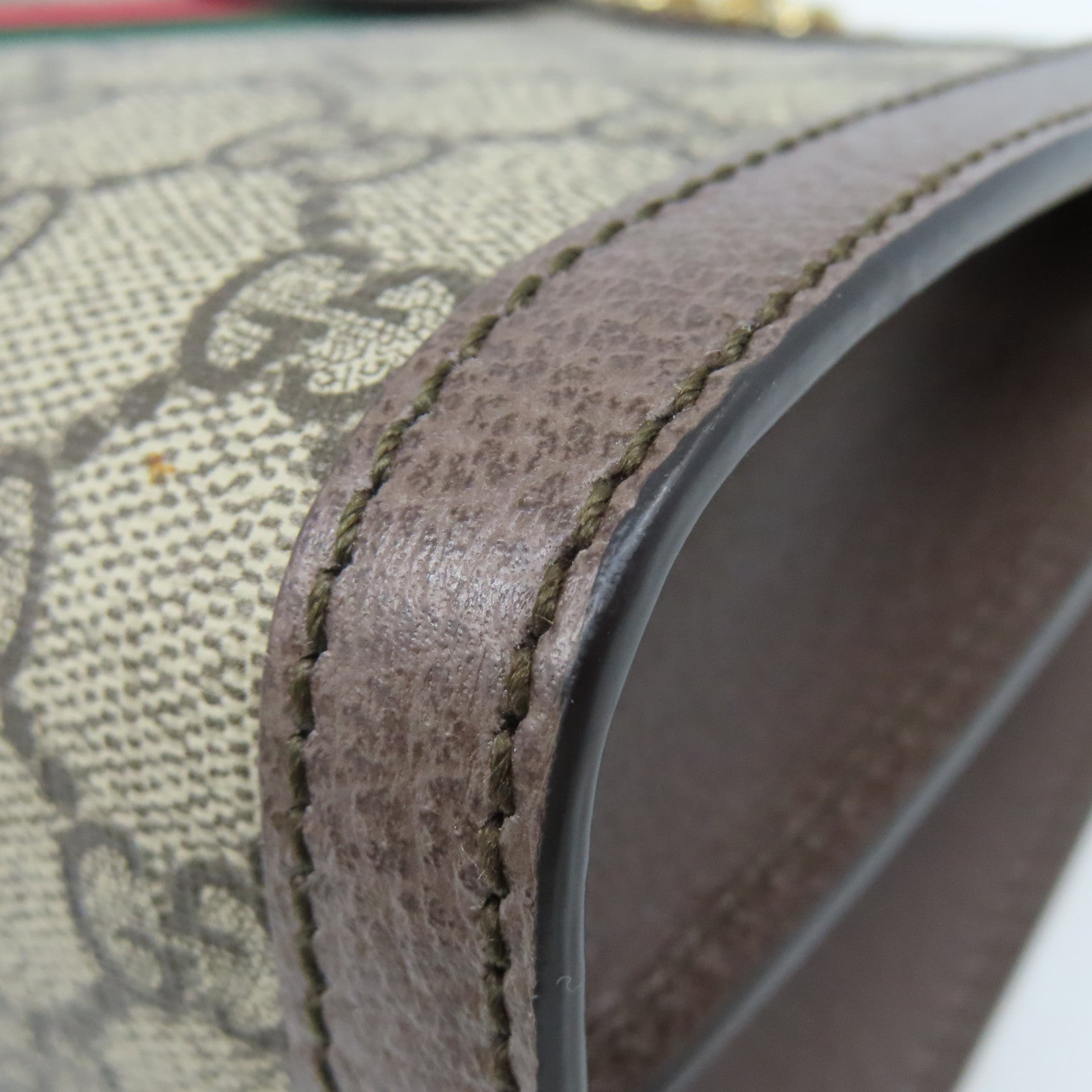 GUCCI 塗層帆布Ophidia GG Chain Shoulder Bag鏈帶肩背袋啡色