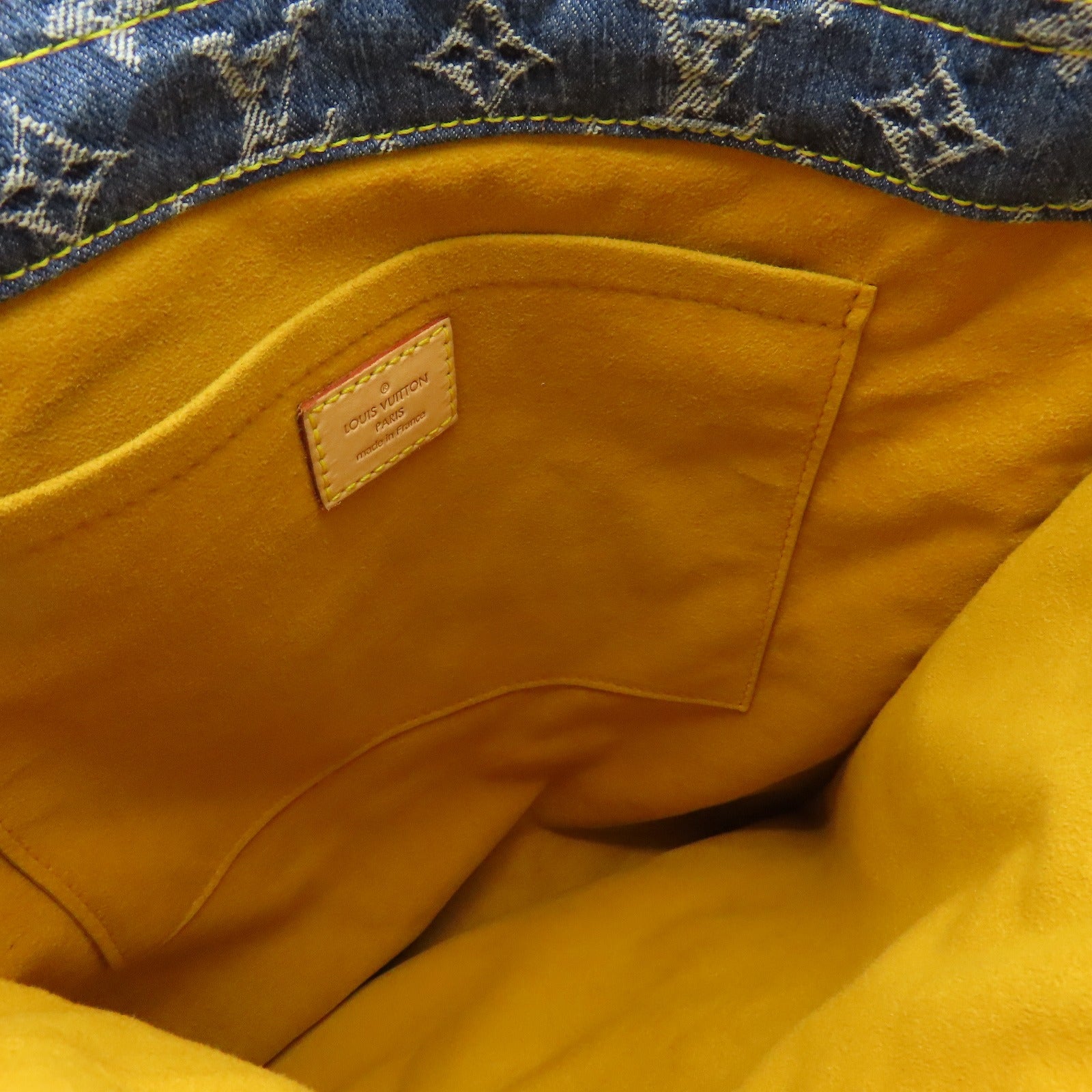LOUIS VUITTON 牛仔布Flat Shopper金扣手挽袋藍色
