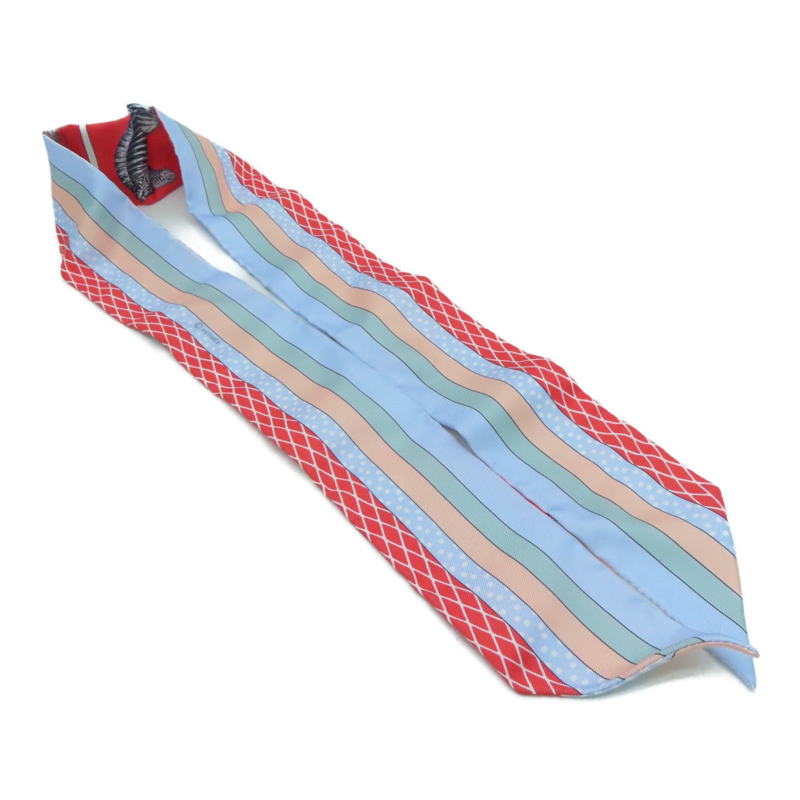 HERMES 絲質Twilly絲巾彩色