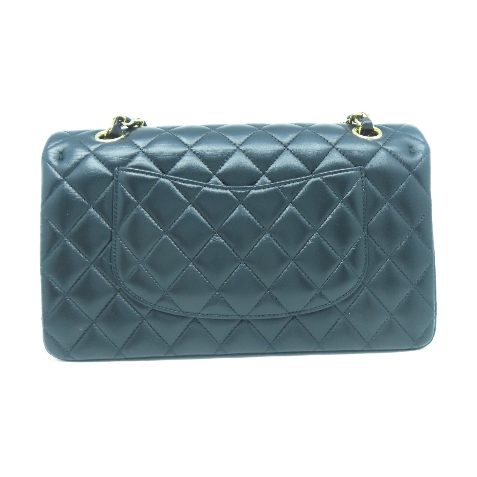 CHANEL 菱格羊皮皮革Classic 25金扣鏈帶肩背袋黑色