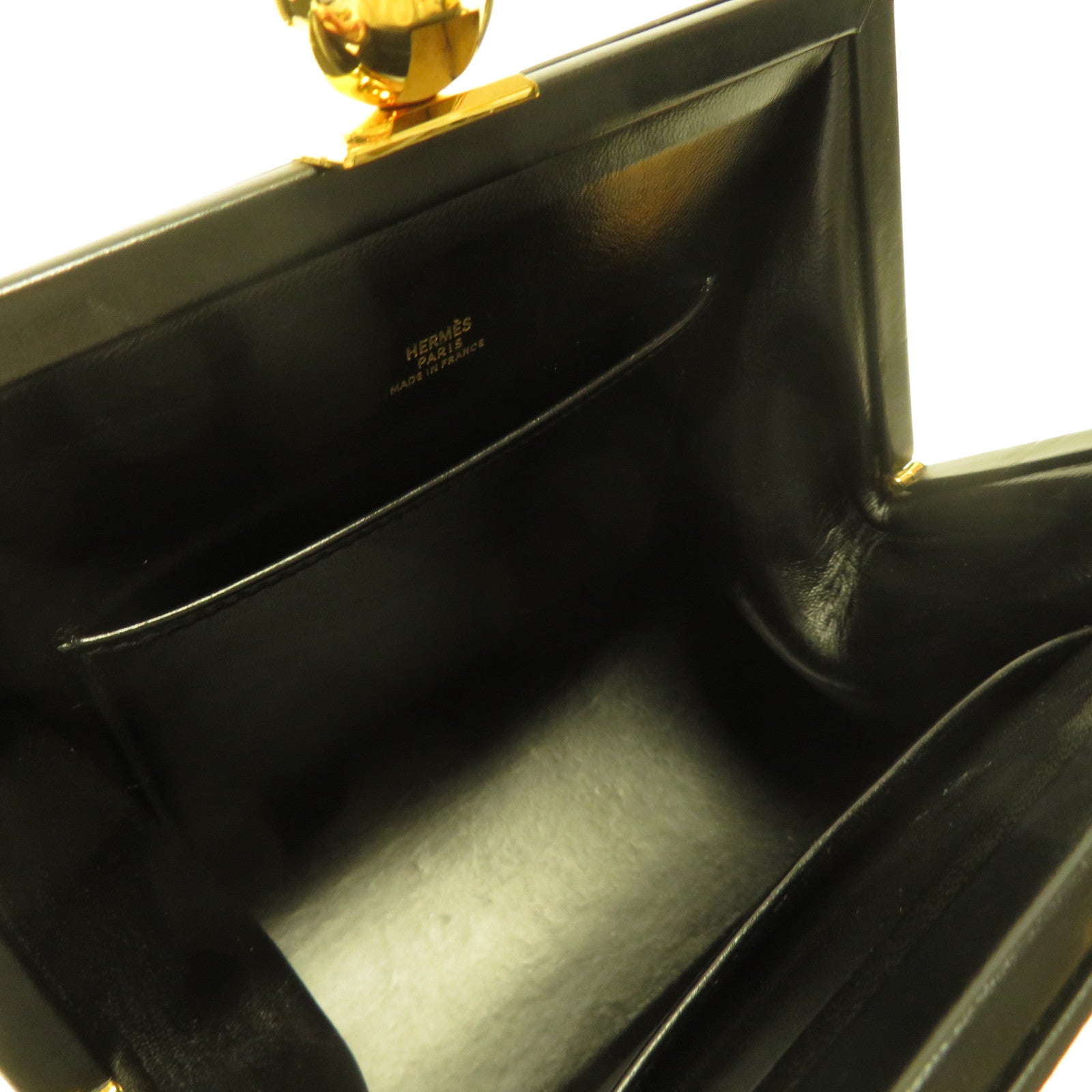 HERMES Box Calf皮革Shoulder Bag金扣肩背袋黑色