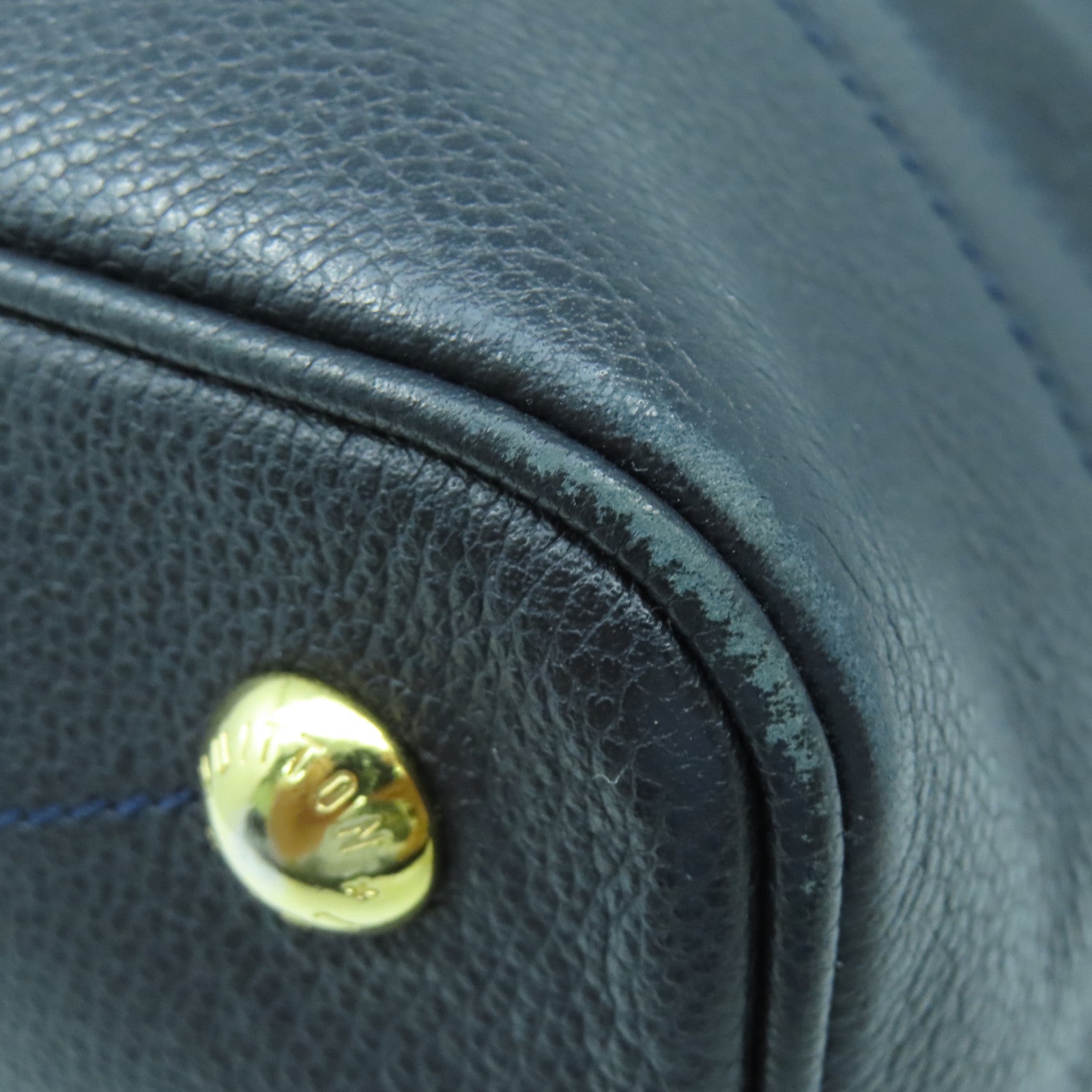 LOUIS VUITTON Monogram Empreinte Citadin PM金扣手挽袋深藍色
