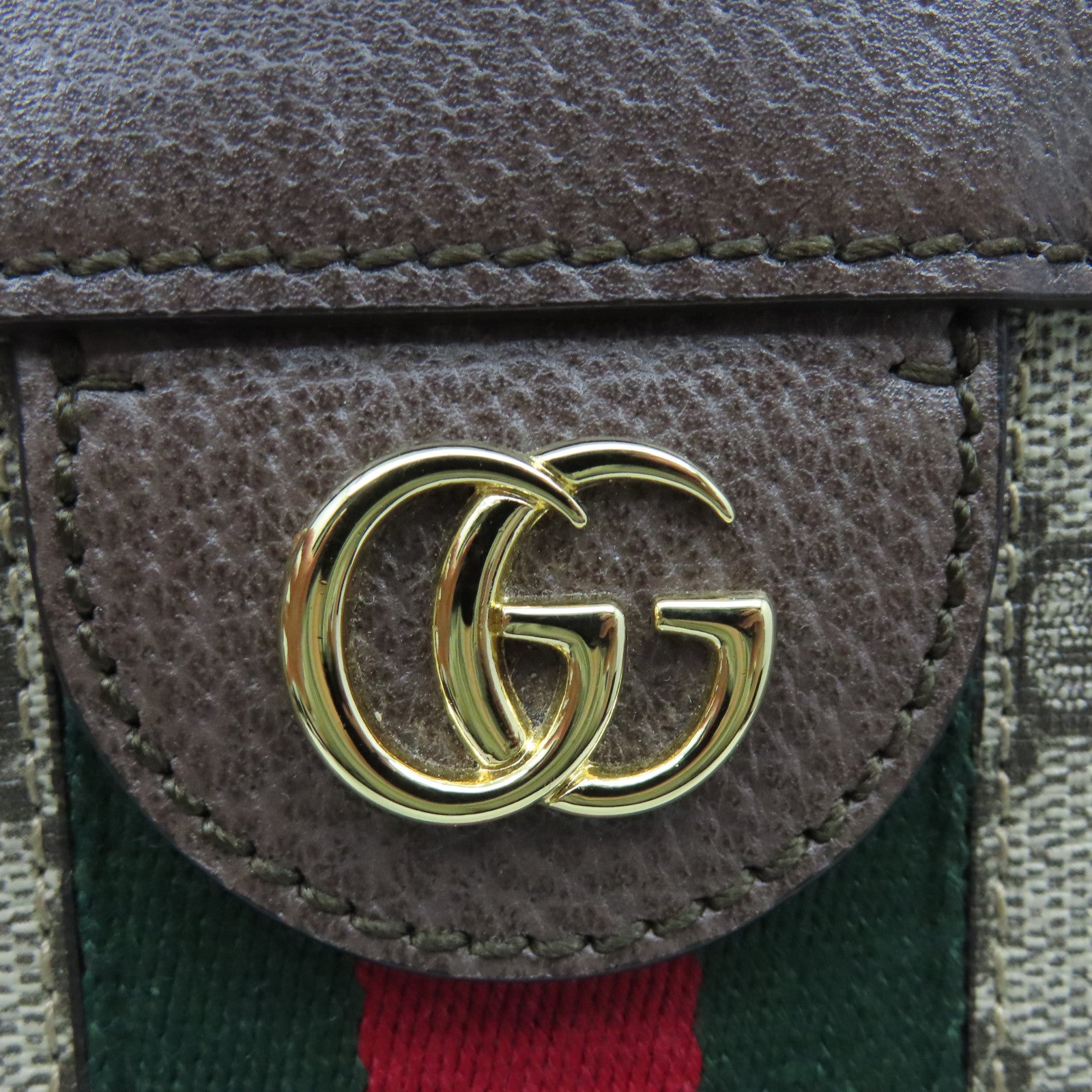 GUCCI 塗層帆布Ophidia GG Chain Shoulder Bag鏈帶肩背袋啡色