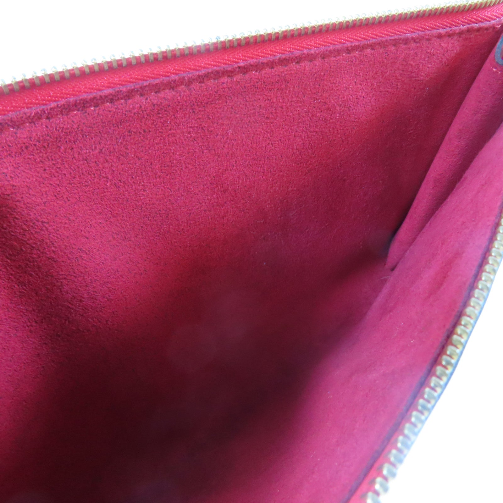 LOUIS VUITTON Epi Pochette Accessories金扣手挽袋紅色