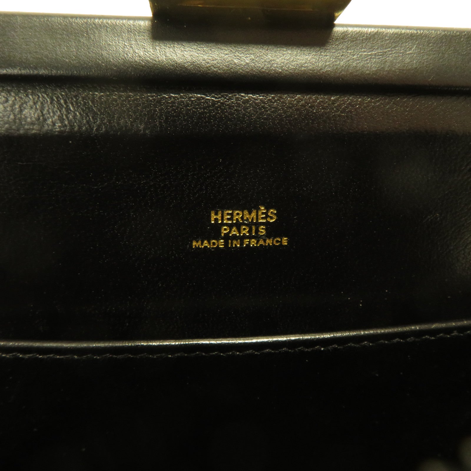 HERMES Box Calf皮革Shoulder Bag金扣肩背袋黑色