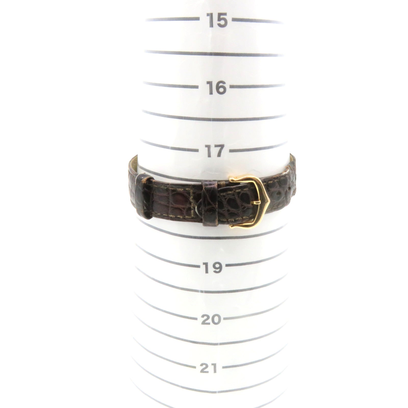CARTIER 鱷魚皮革Ronde Solo 18K黃金/不鏽鋼手錶石英機芯白色