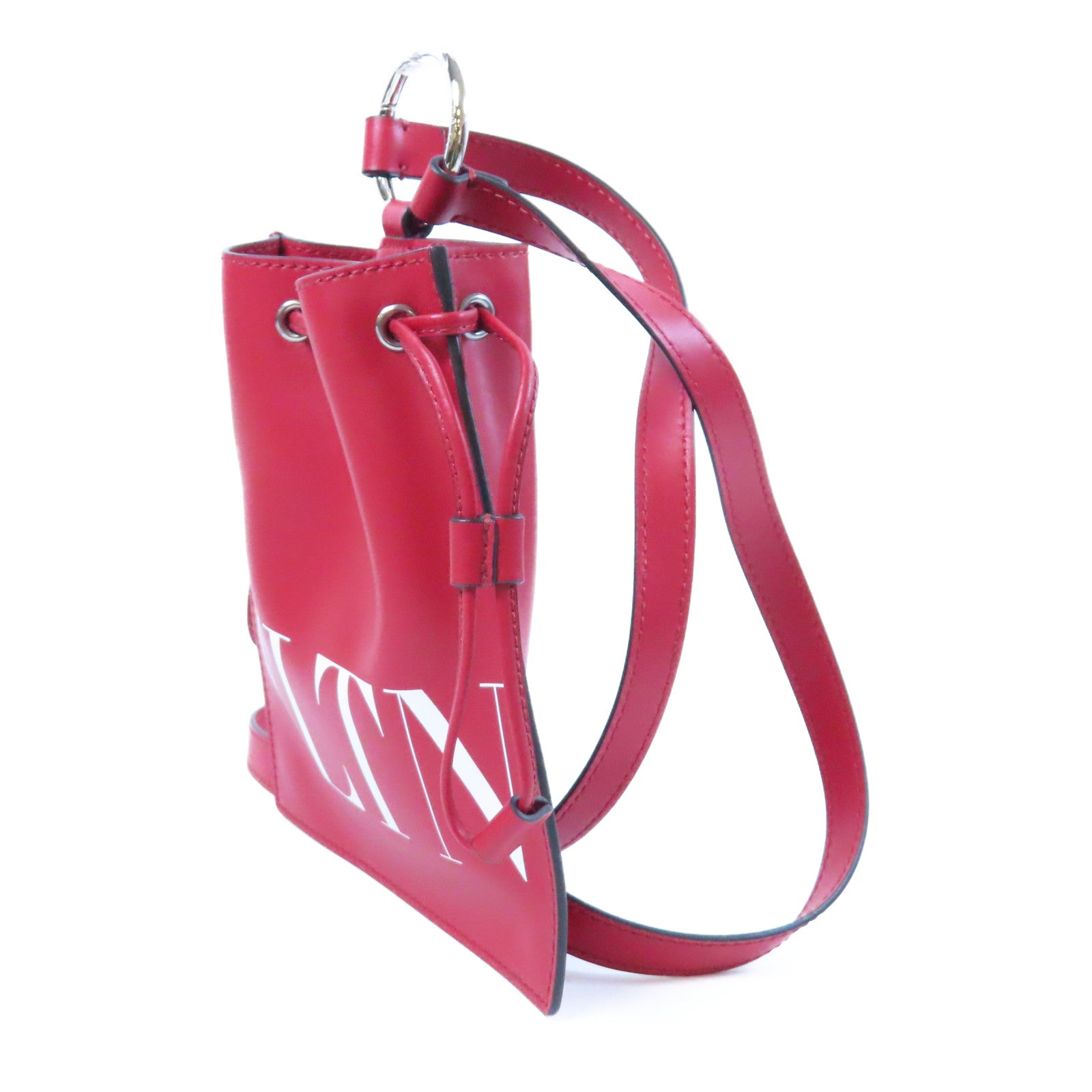 Valentino 牛皮皮革Shoulder Bag銀扣肩背袋紅色