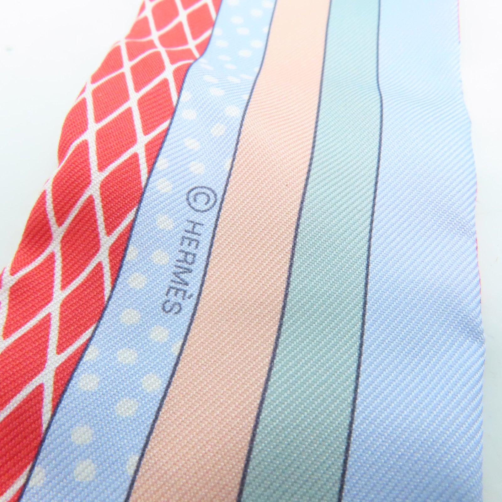 HERMES 絲質Twilly絲巾彩色
