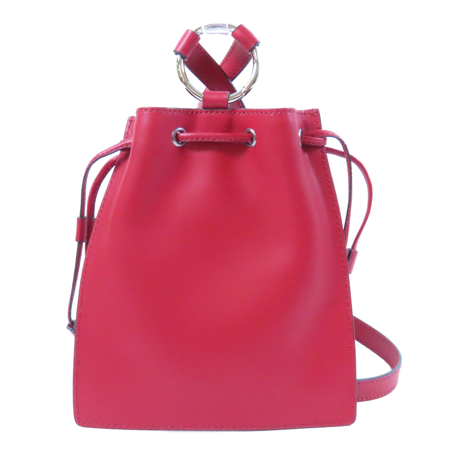 Valentino 牛皮皮革Shoulder Bag銀扣肩背袋紅色