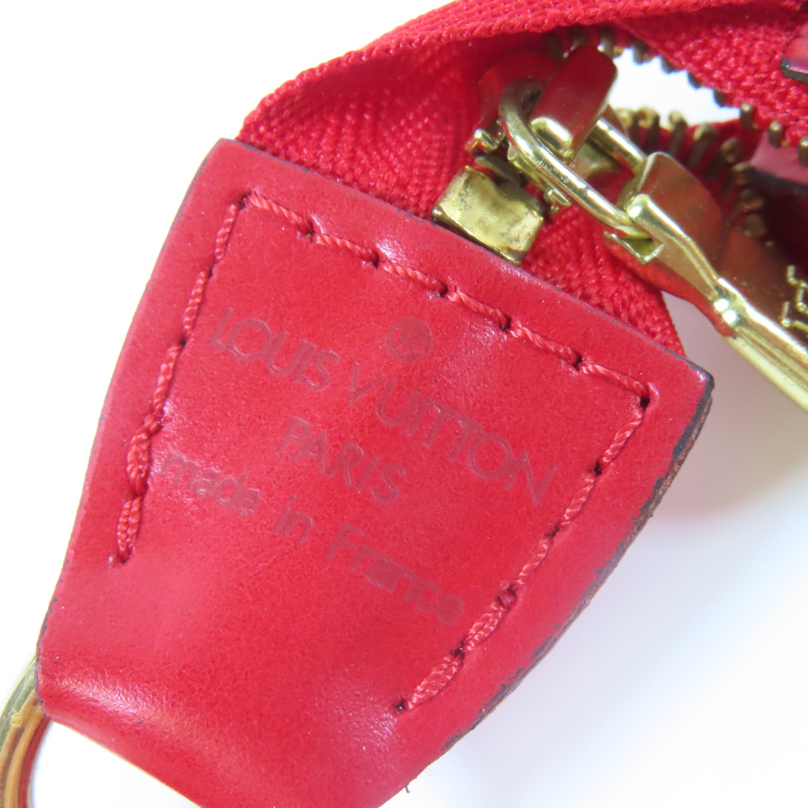 LOUIS VUITTON Epi Pochette Accessories金扣手挽袋紅色