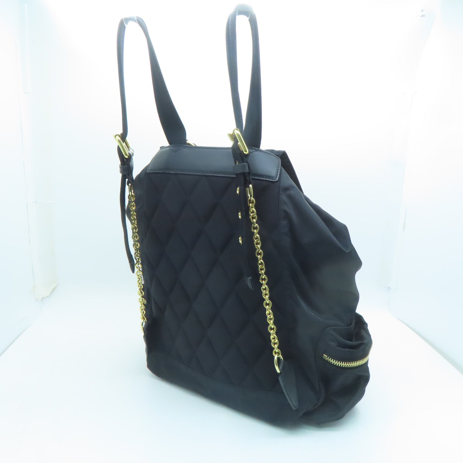 BURBERRY Nylon Backpack Gold Buckle Backpack Black/Brown