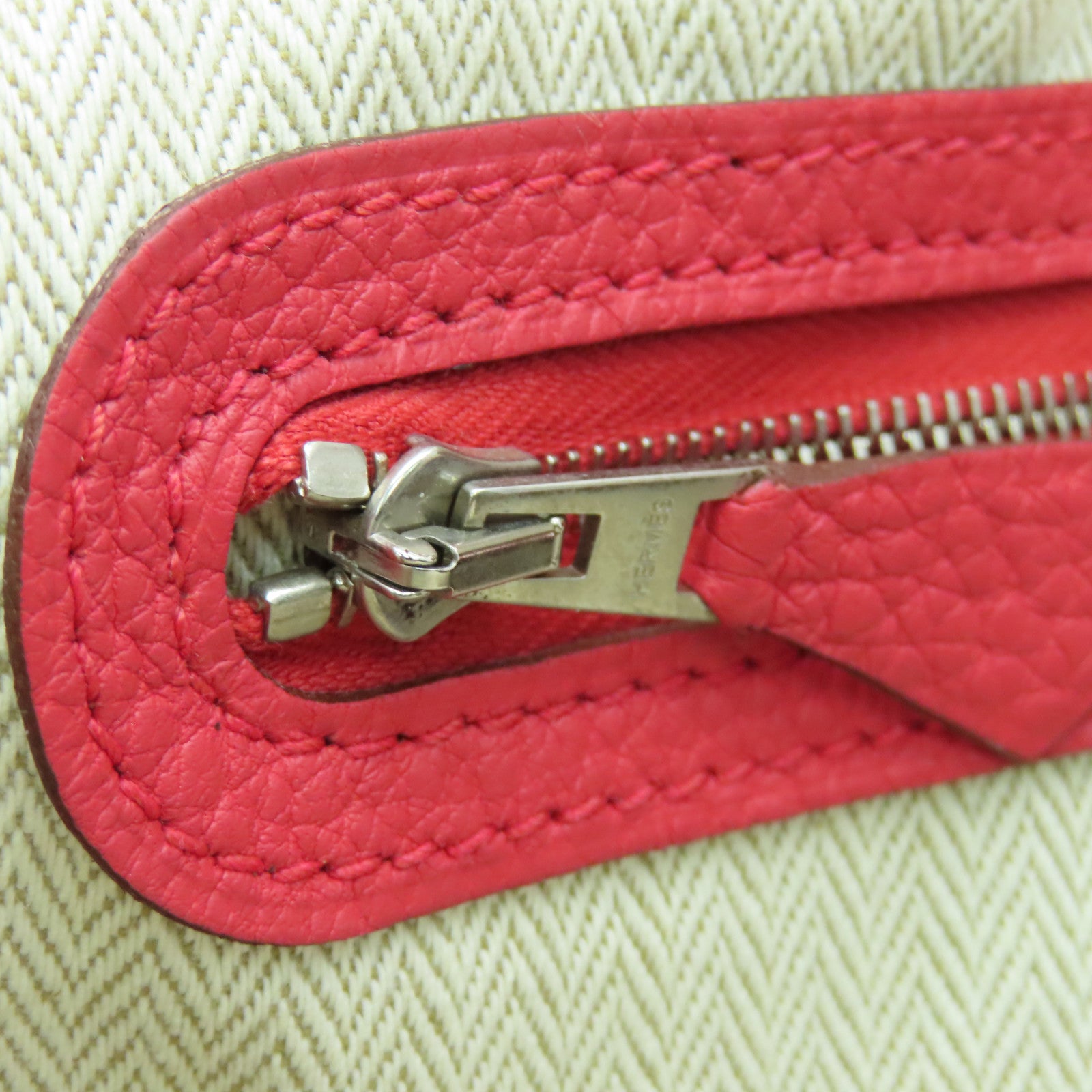 HERMES Clemence皮革GardenP arty PM銀扣手挽袋Rose Jaipur粉紅色
