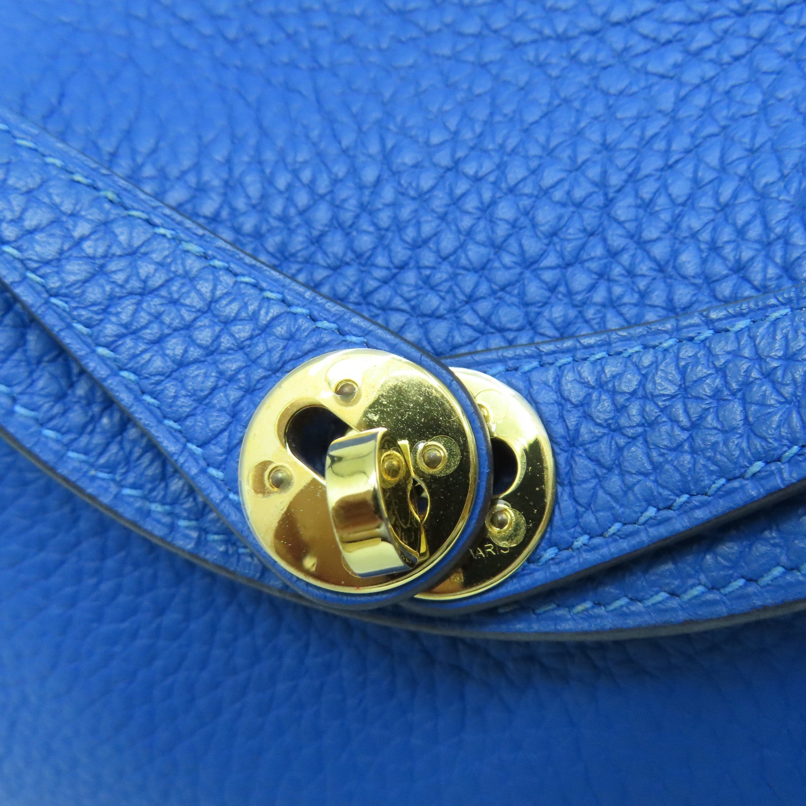 HERMES 【激減優惠】Taurillon Clemence皮革Mini Lindy金扣手挽肩背兩用袋藍色