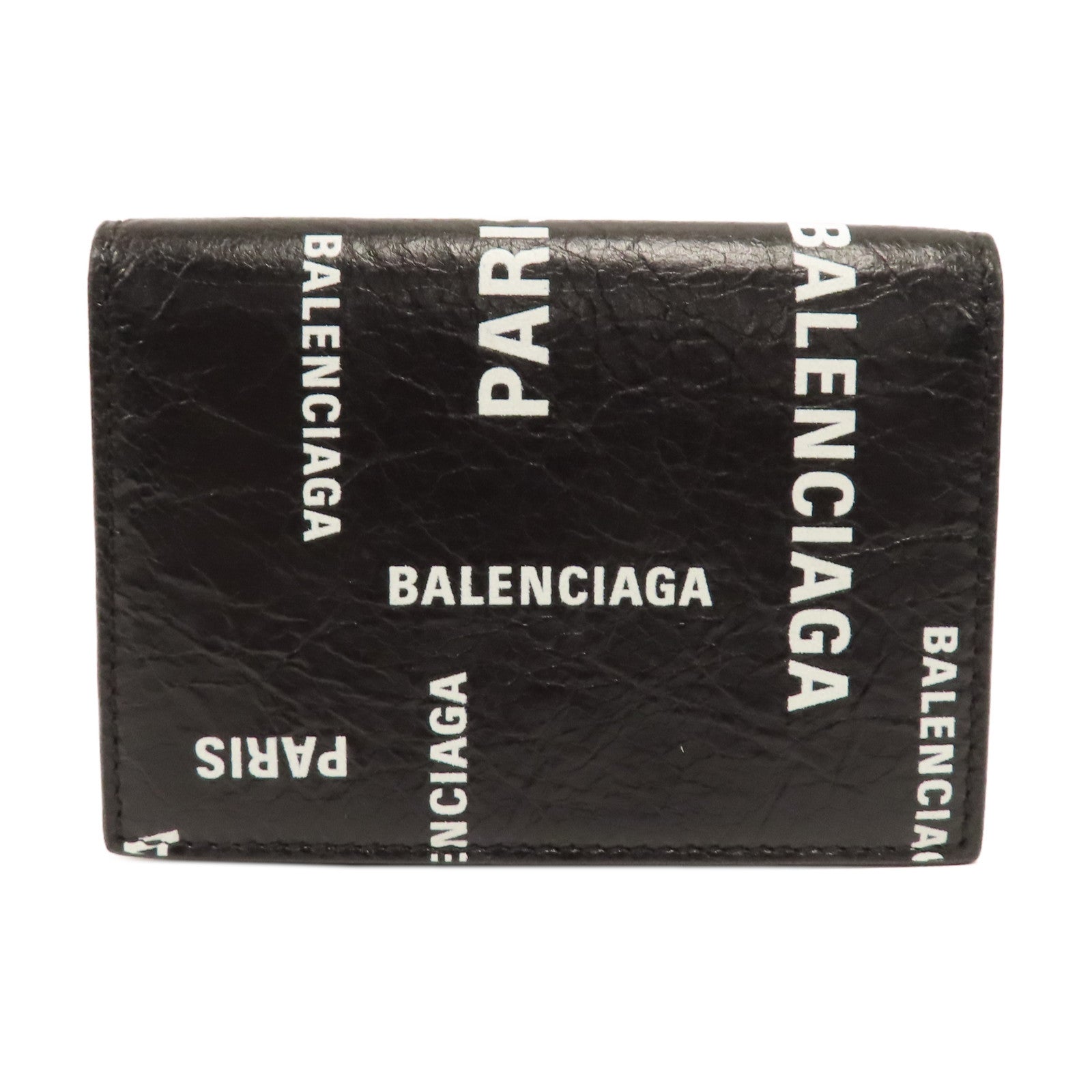BALENCIAGA 牛皮皮革Mini Wallet銀扣鈕扣錢包黑色
