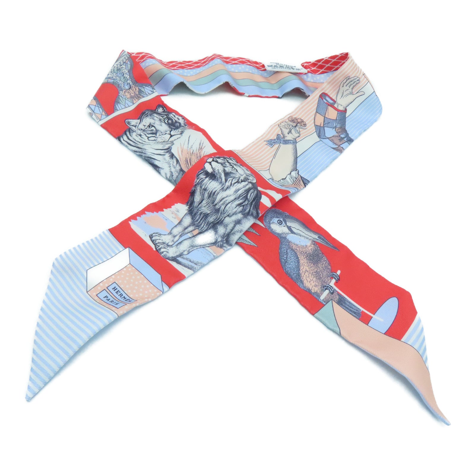 HERMES 絲質Twilly絲巾彩色
