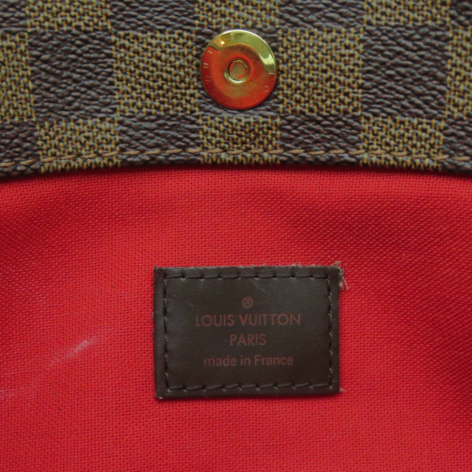 LOUIS VUITTON Damier Bloomsbury PM Gold Buckle Shoulder Bag Brown