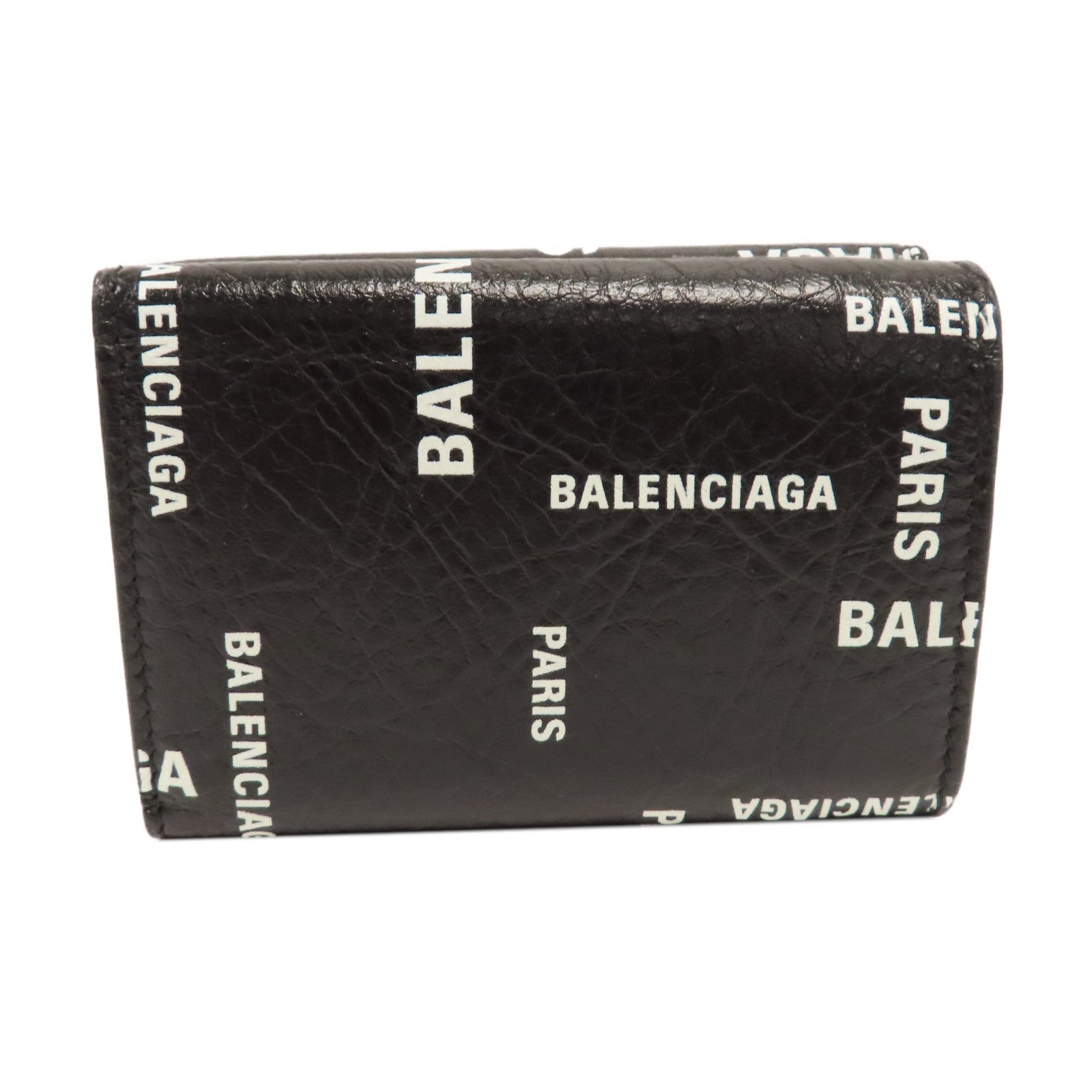 BALENCIAGA 牛皮皮革Mini Wallet銀扣鈕扣錢包黑色