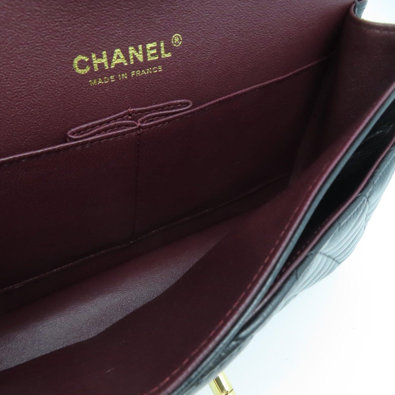 CHANEL 菱格羊皮皮革Classic 25金扣鏈帶肩背袋黑色