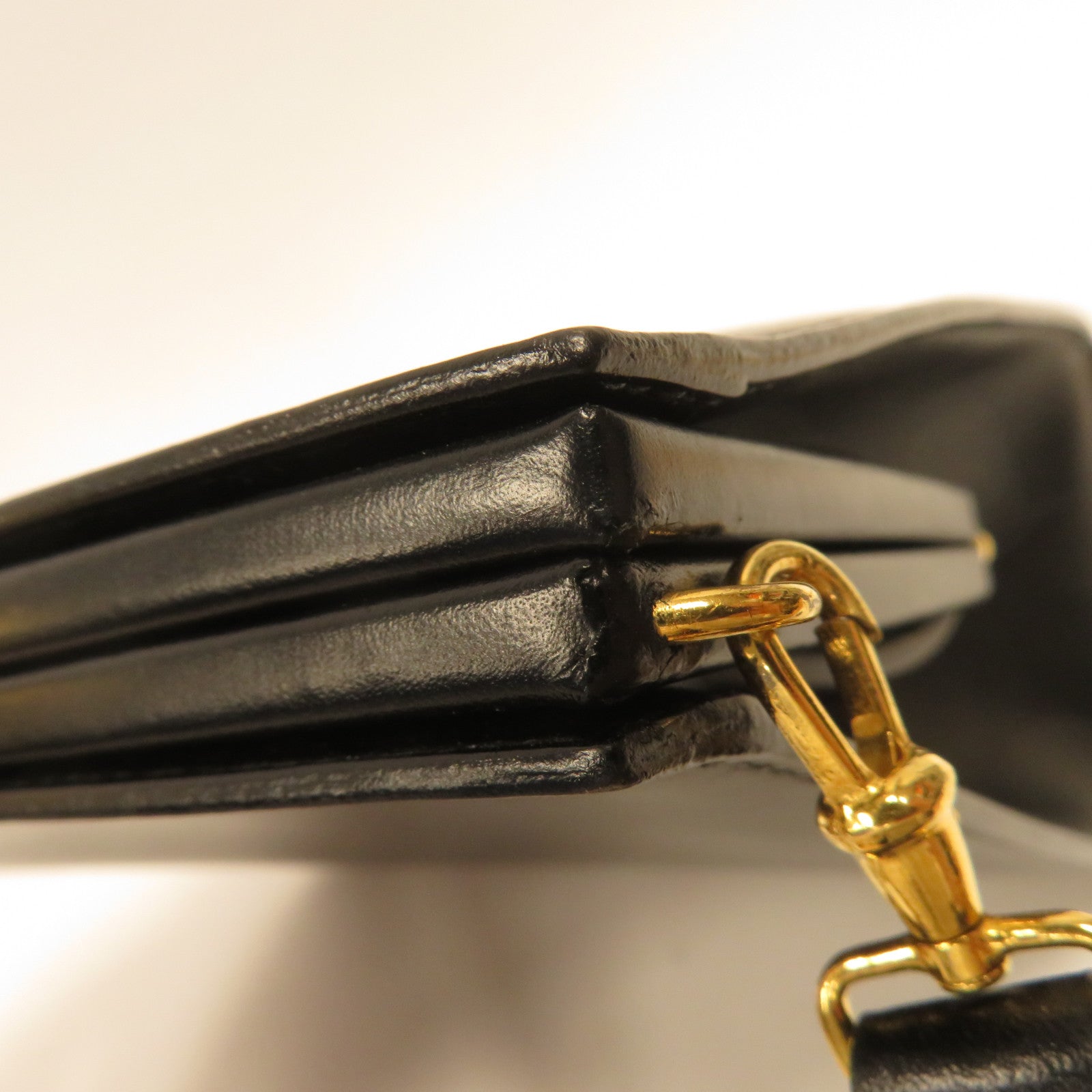 HERMES Box Calf皮革Shoulder Bag金扣肩背袋黑色