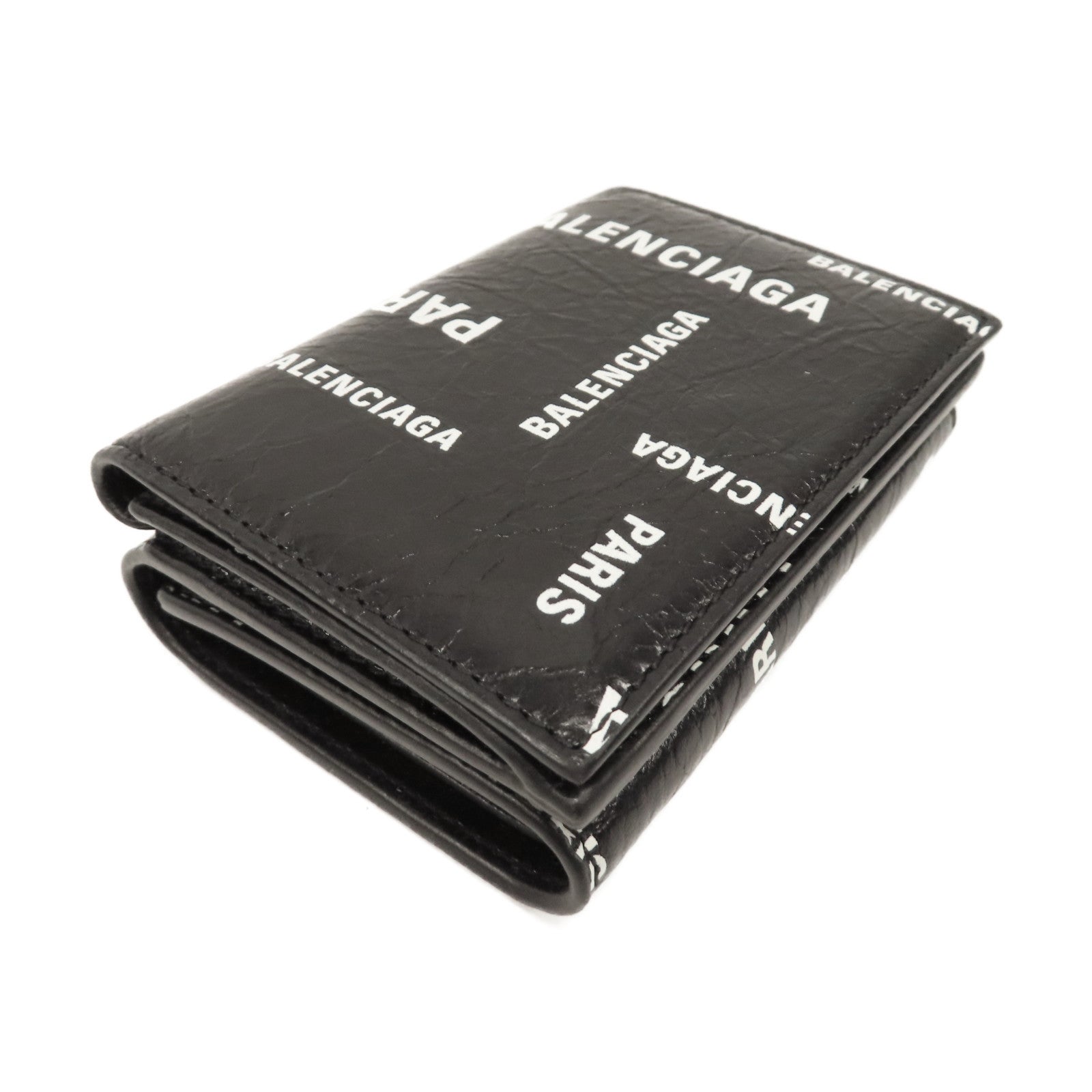 BALENCIAGA 牛皮皮革Mini Wallet銀扣鈕扣錢包黑色