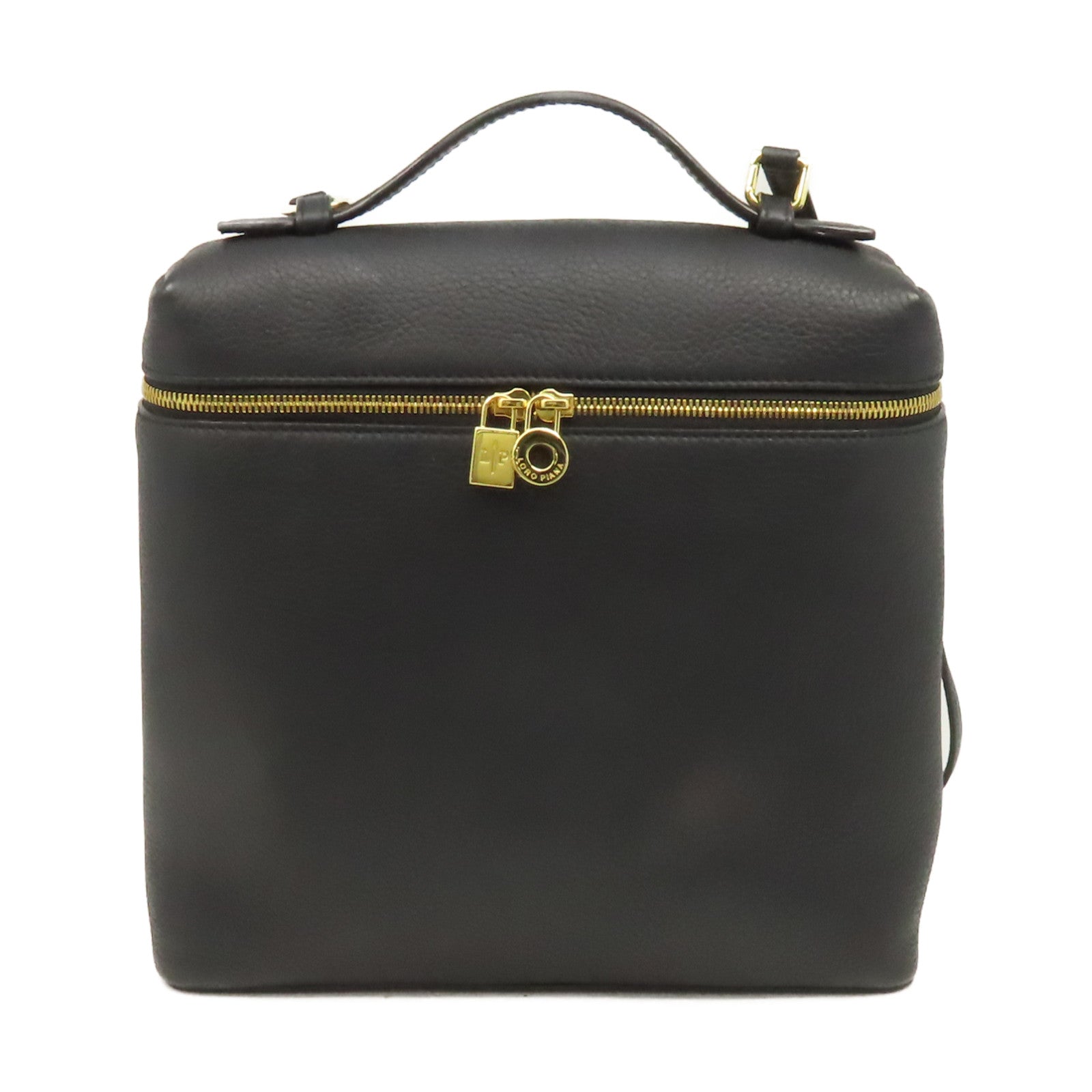 Loro Piana 牛皮皮革Backpack金扣背包黑色