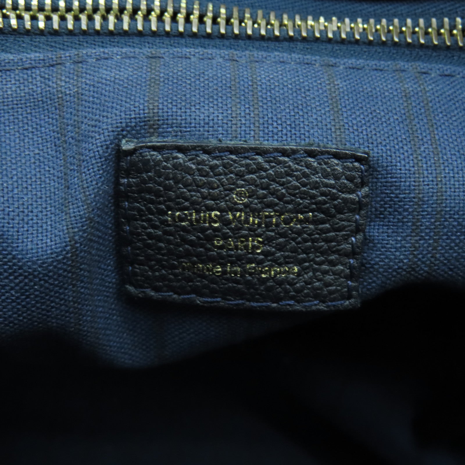 LOUIS VUITTON Monogram Empreinte Citadin PM金扣手挽袋深藍色