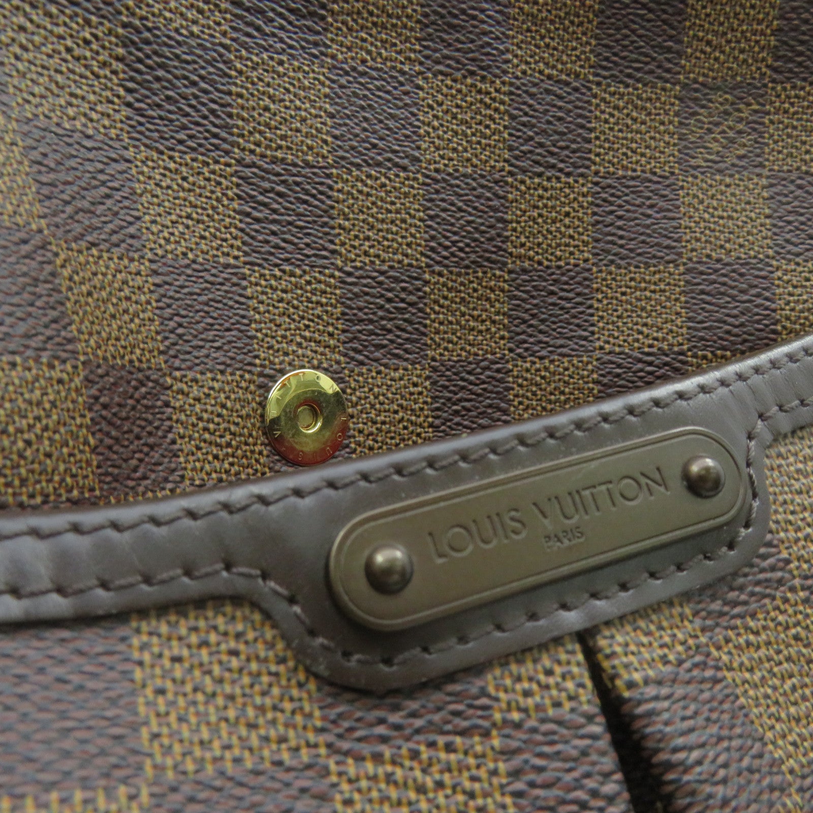 LOUIS VUITTON Damier Bloomsbury PM Gold Buckle Shoulder Bag Brown