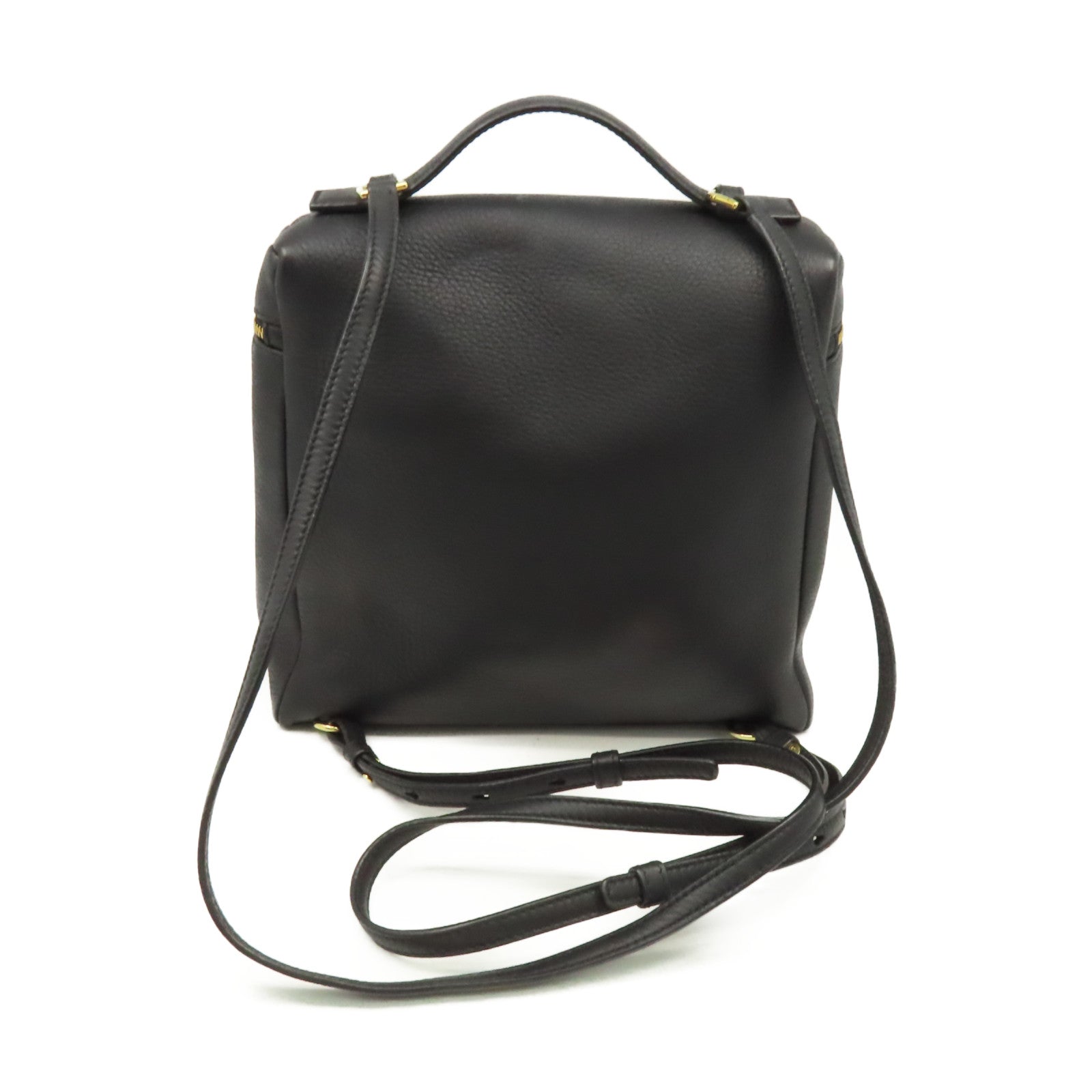 Loro Piana 牛皮皮革Backpack金扣背包黑色