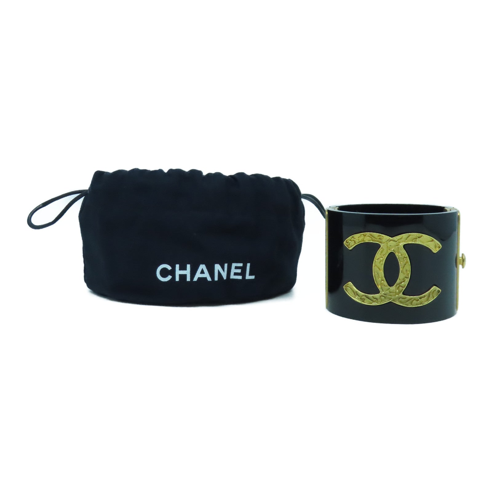 CHANEL 金屬Bangle手鐲黑色/金色