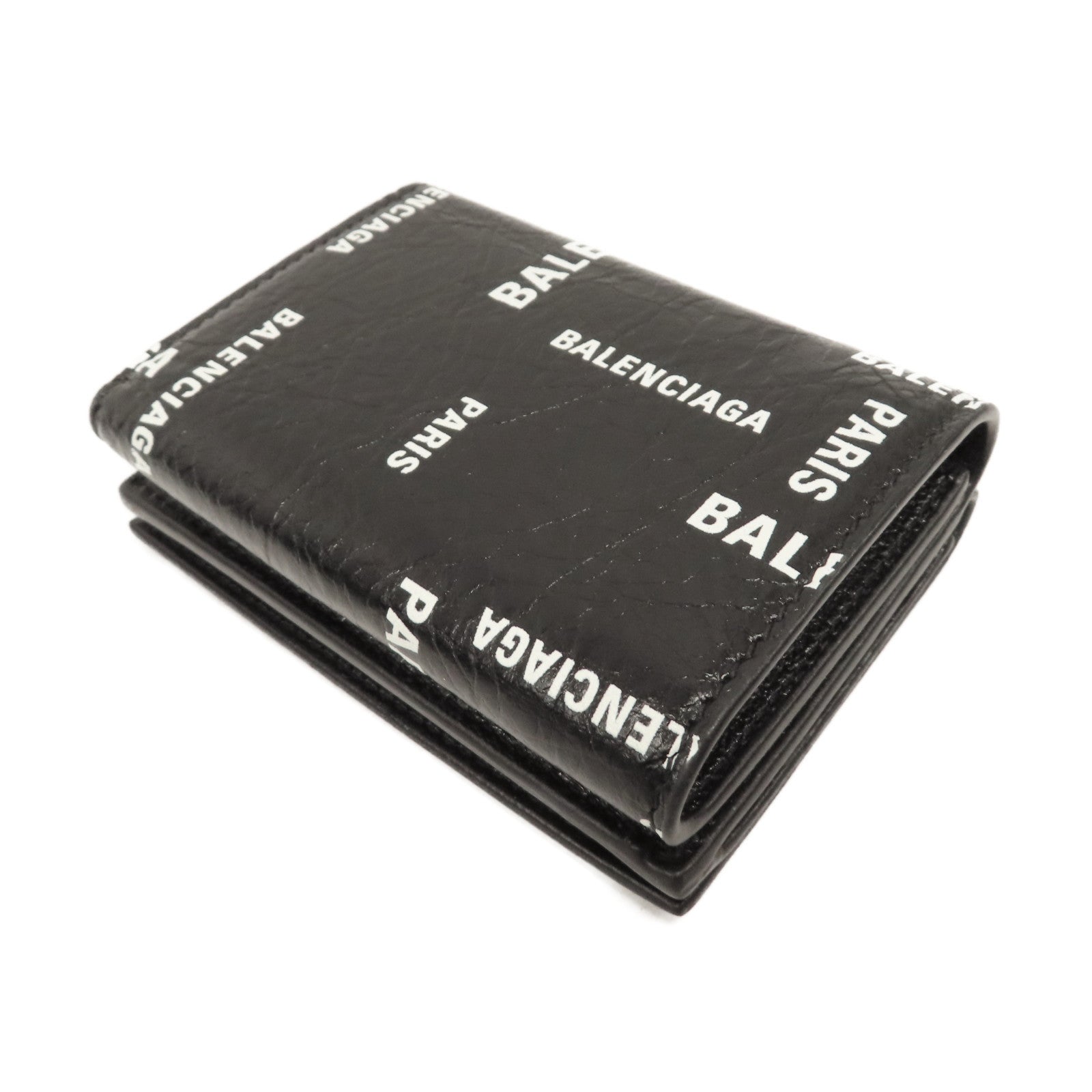 BALENCIAGA 牛皮皮革Mini Wallet銀扣鈕扣錢包黑色