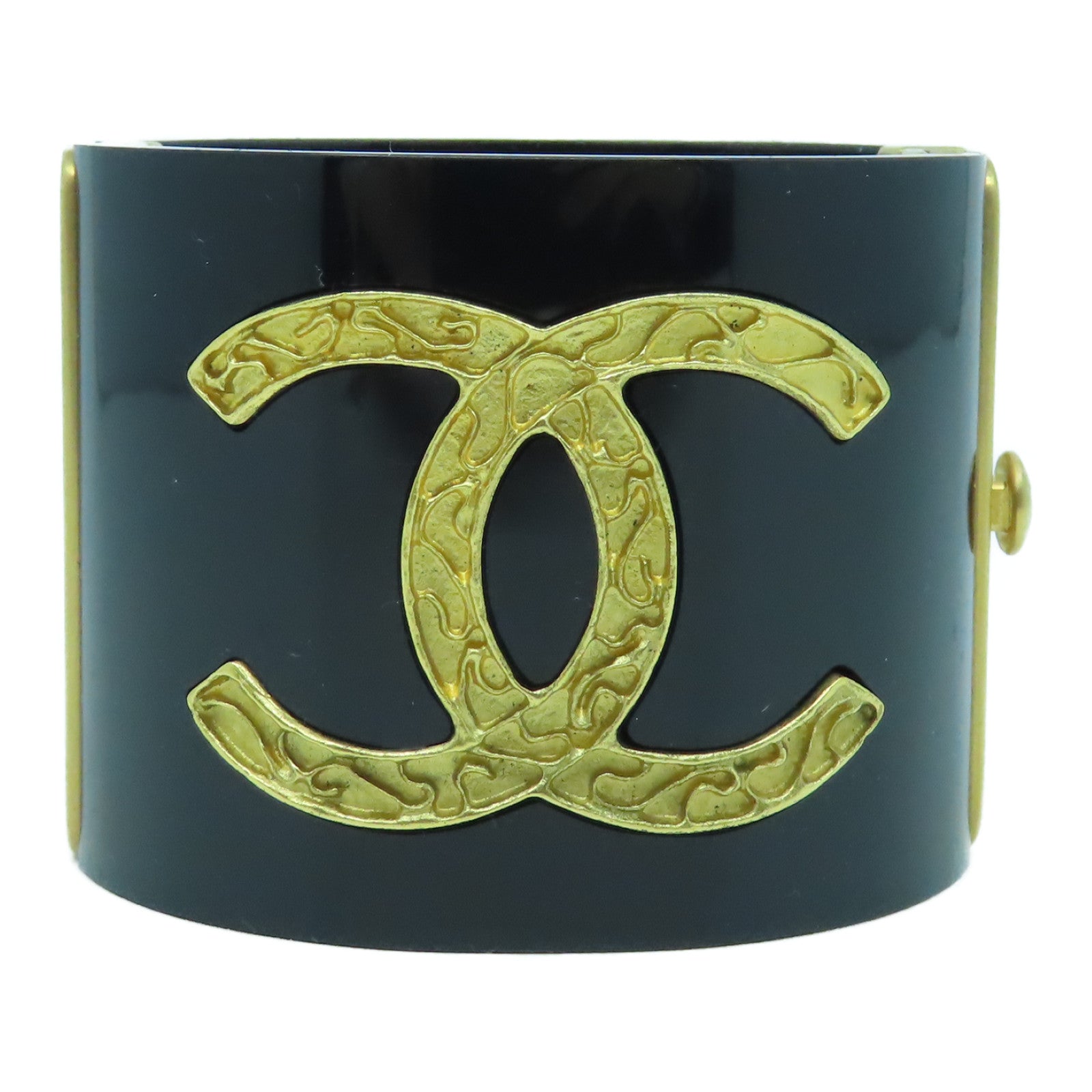 CHANEL 金屬Bangle手鐲黑色/金色