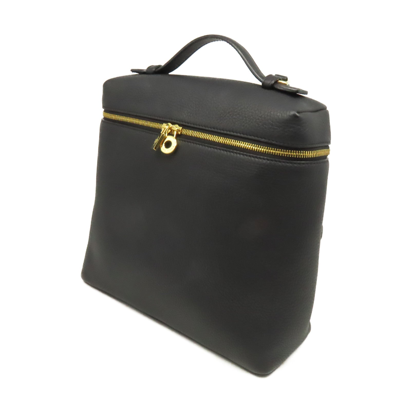 Loro Piana 牛皮皮革Backpack金扣背包黑色