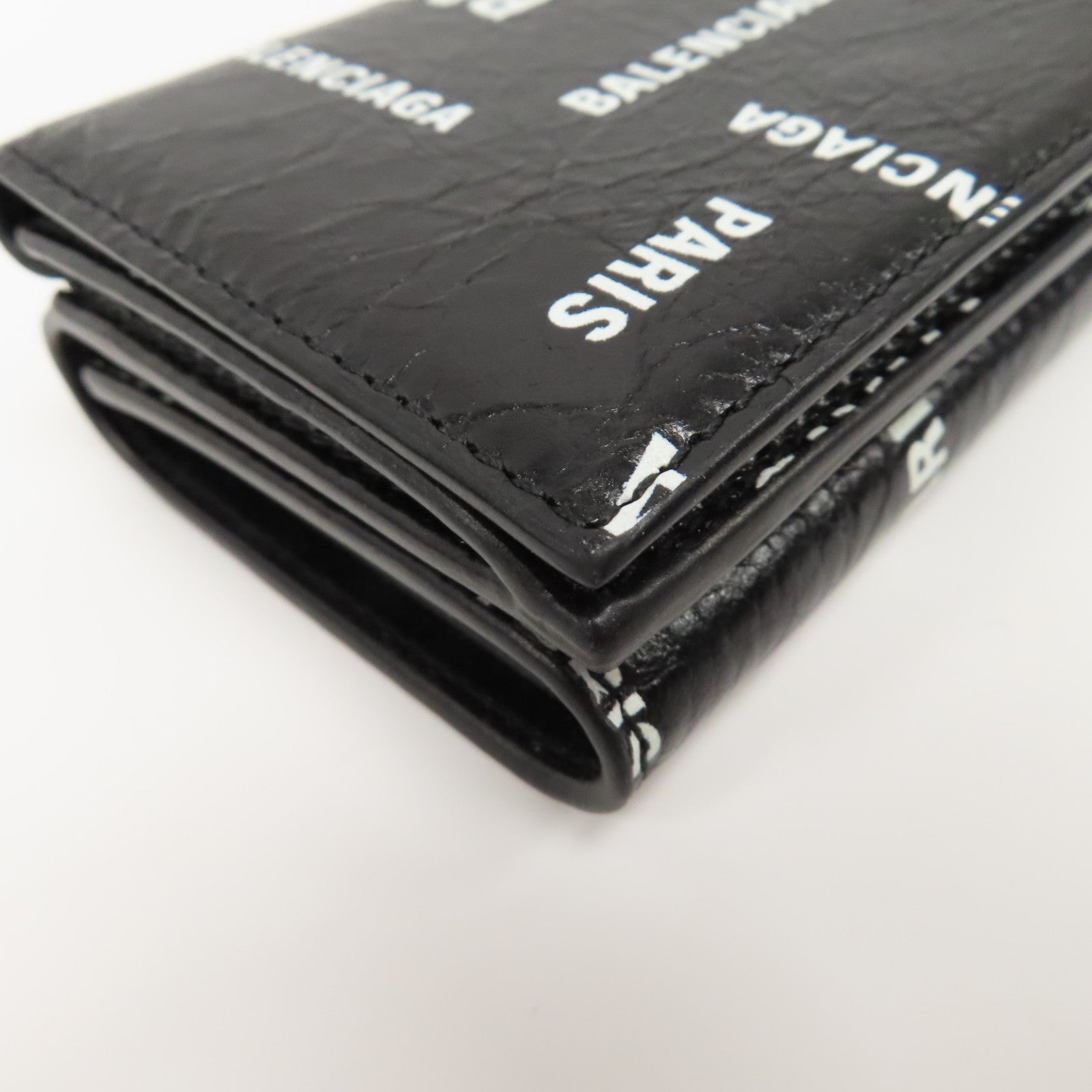 BALENCIAGA 牛皮皮革Mini Wallet銀扣鈕扣錢包黑色