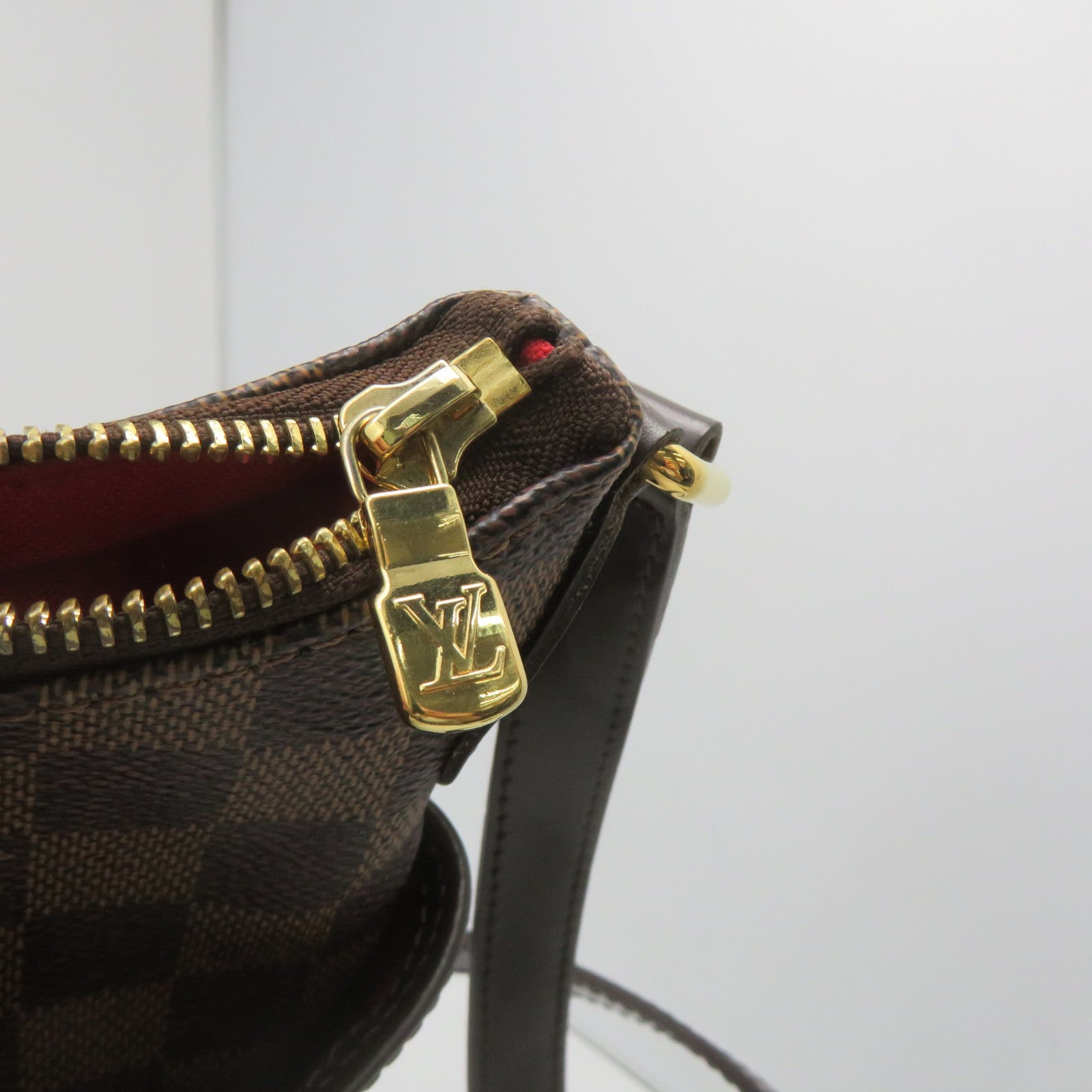 LOUIS VUITTON Damier Bloomsbury PM Gold Buckle Shoulder Bag Brown