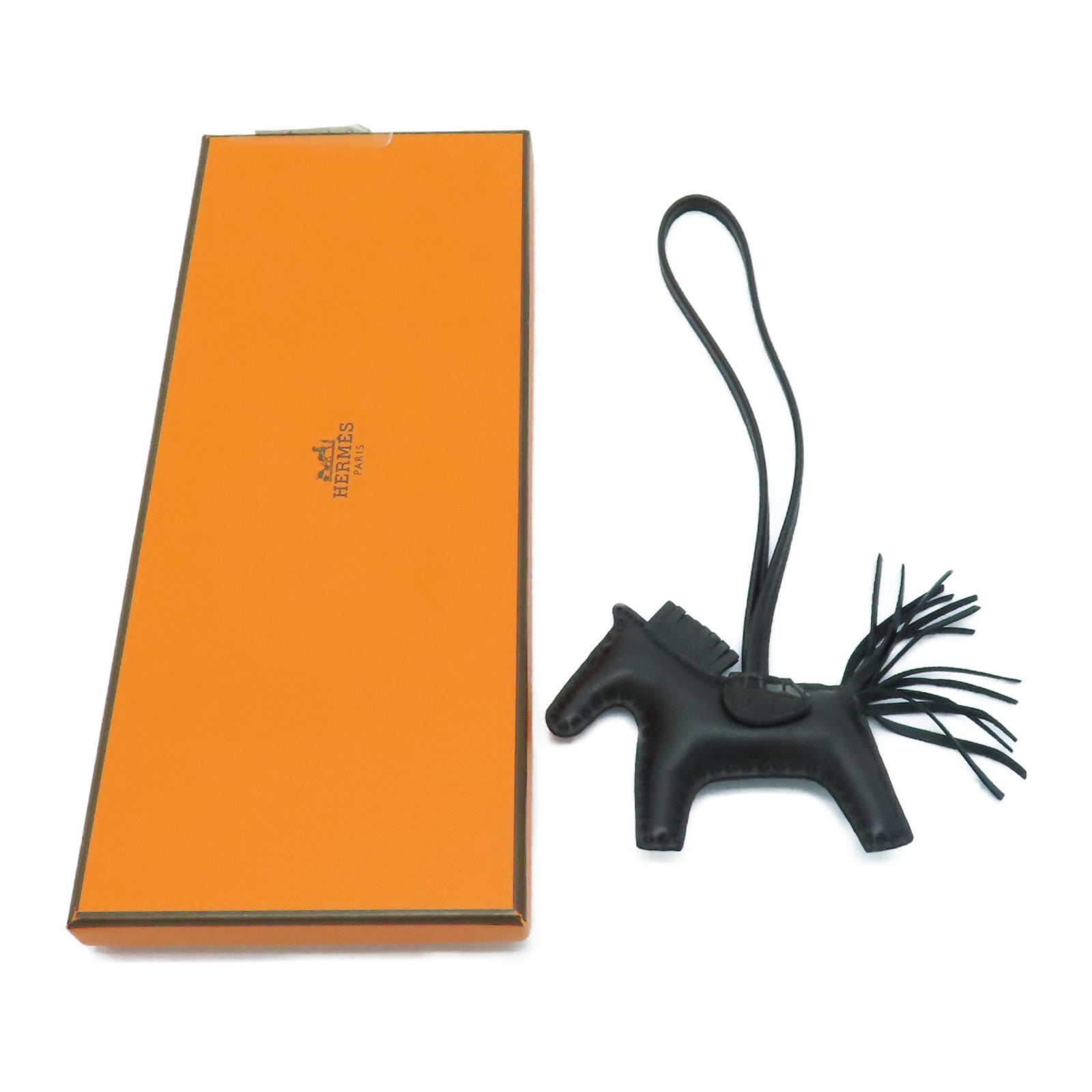 HERMES Milo皮革/鱷魚皮革Rodeo PM Touch掛飾黑色
