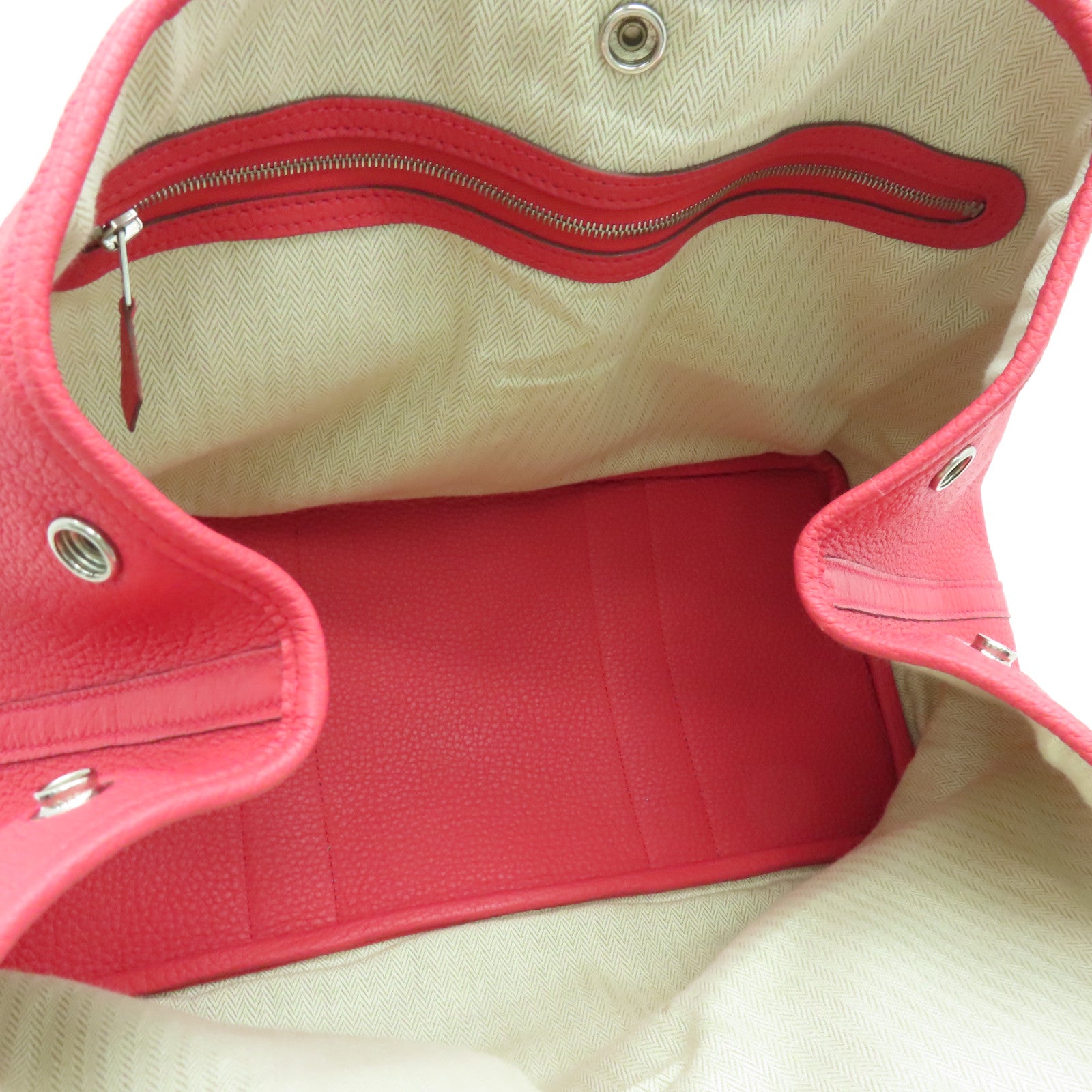 HERMES Clemence皮革GardenP arty PM銀扣手挽袋Rose Jaipur粉紅色