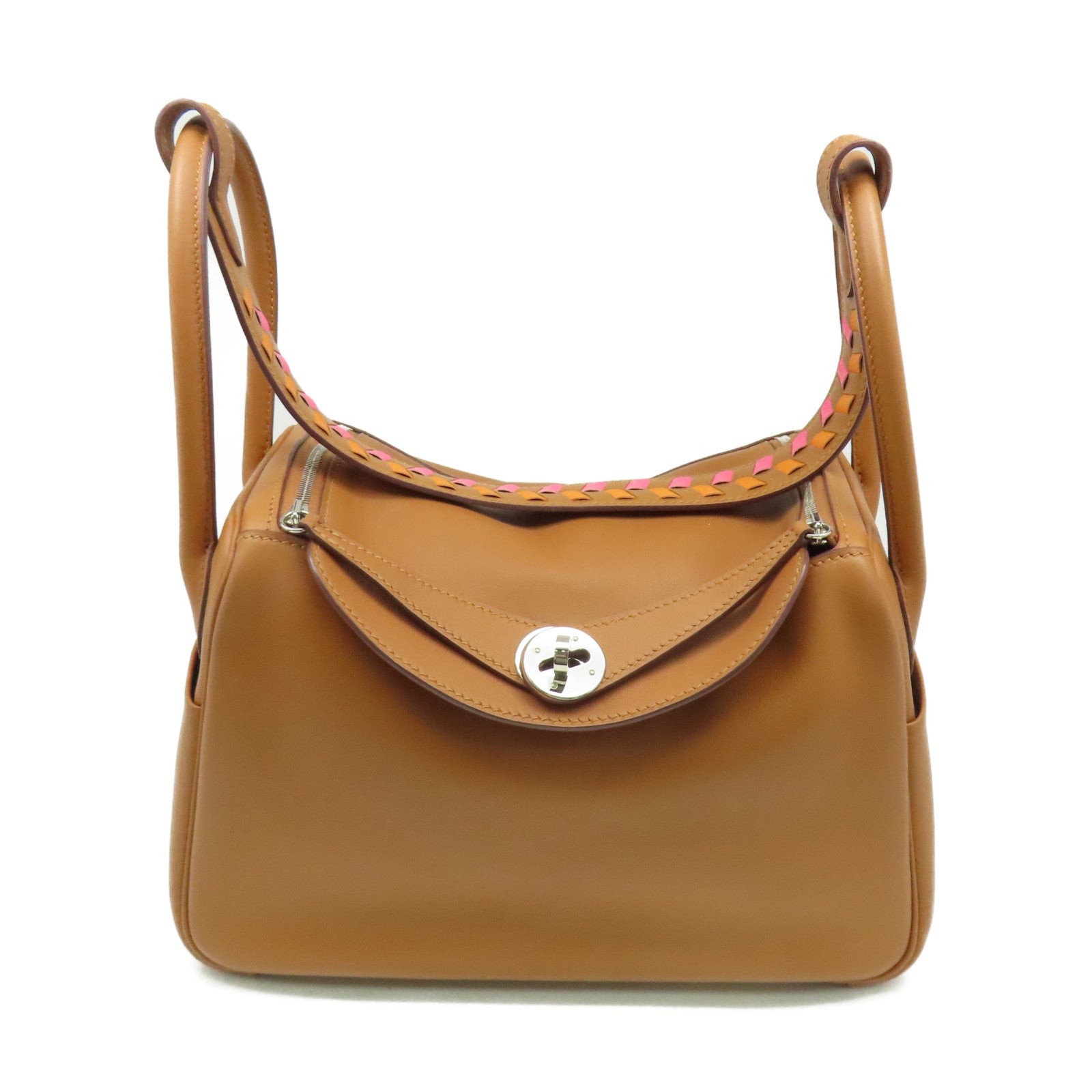 HERMES Swift皮革Lindy 26 Shoulder Bag銀扣肩背袋Gold/金棕色