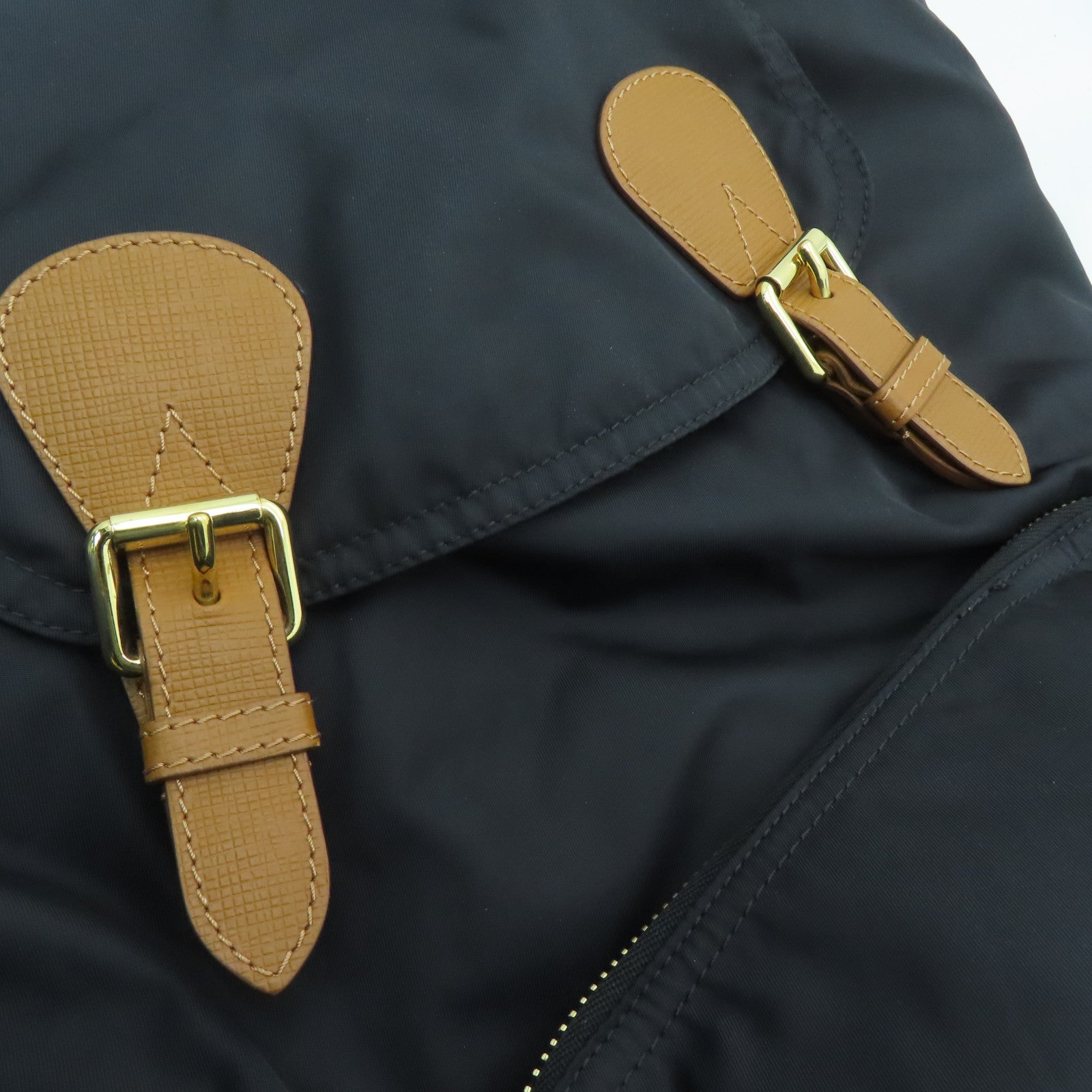 BURBERRY Nylon Backpack Gold Buckle Backpack Black/Brown