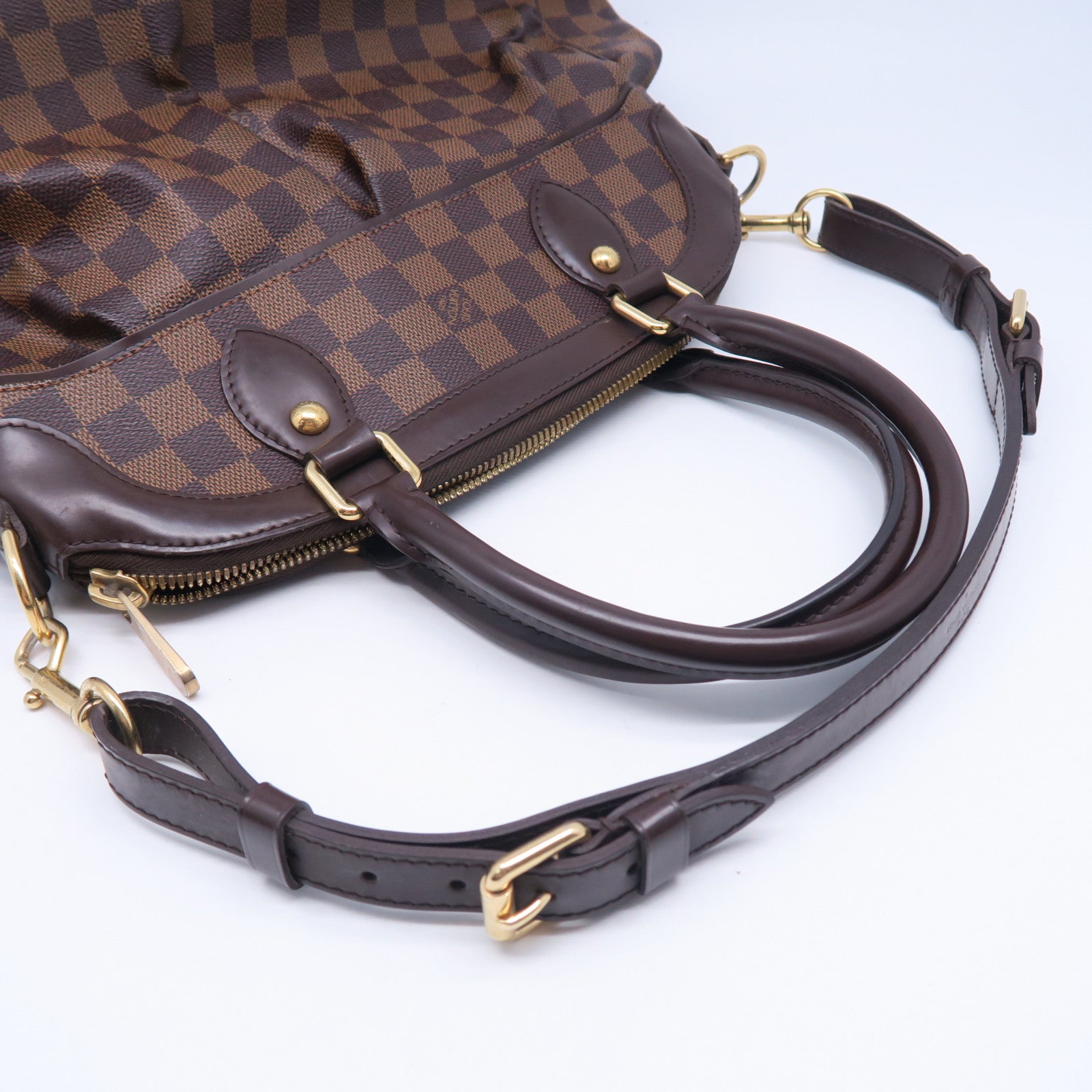 LOUIS VUITTON Damier Trevi PM金扣手挽肩背兩用袋啡色