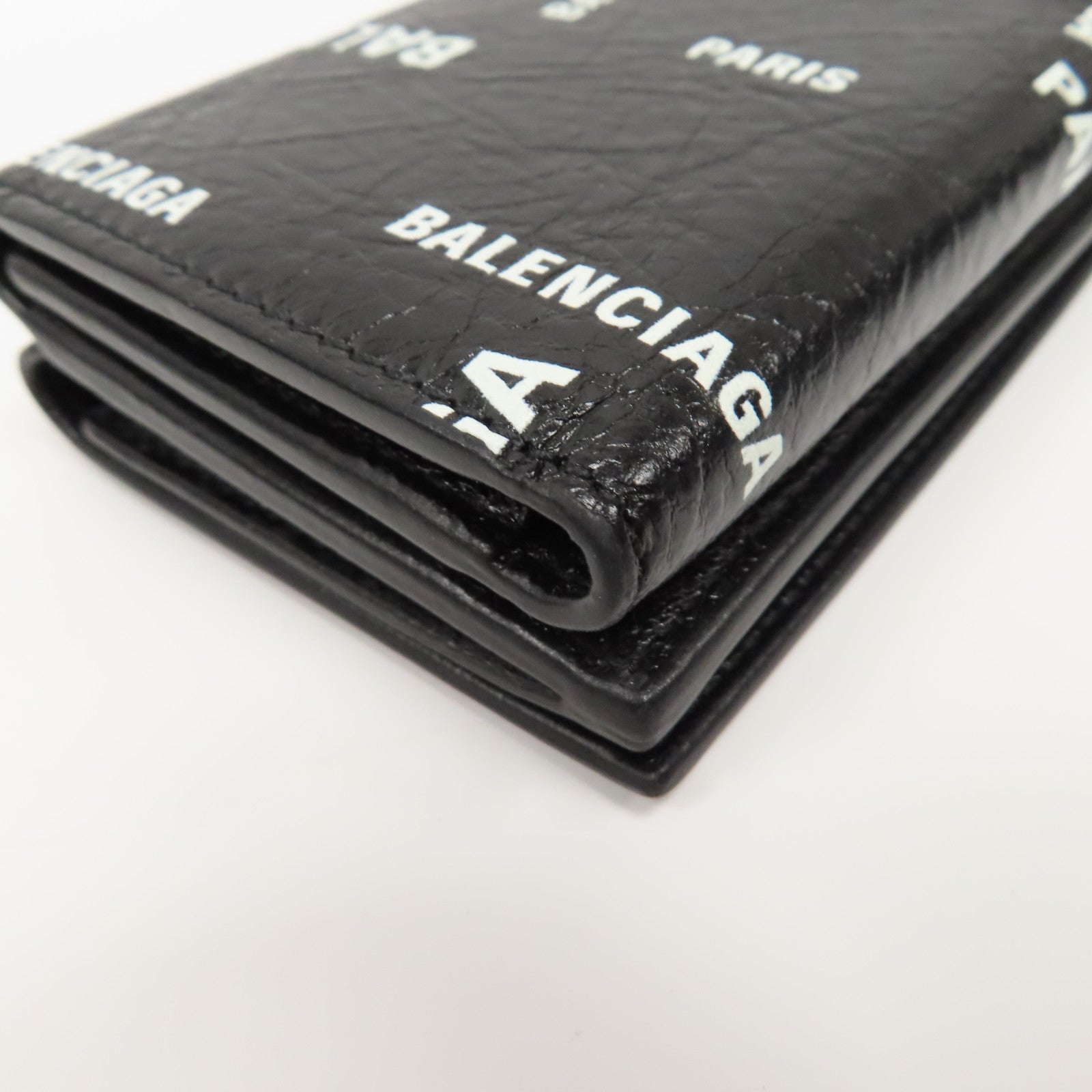 BALENCIAGA 牛皮皮革Mini Wallet銀扣鈕扣錢包黑色
