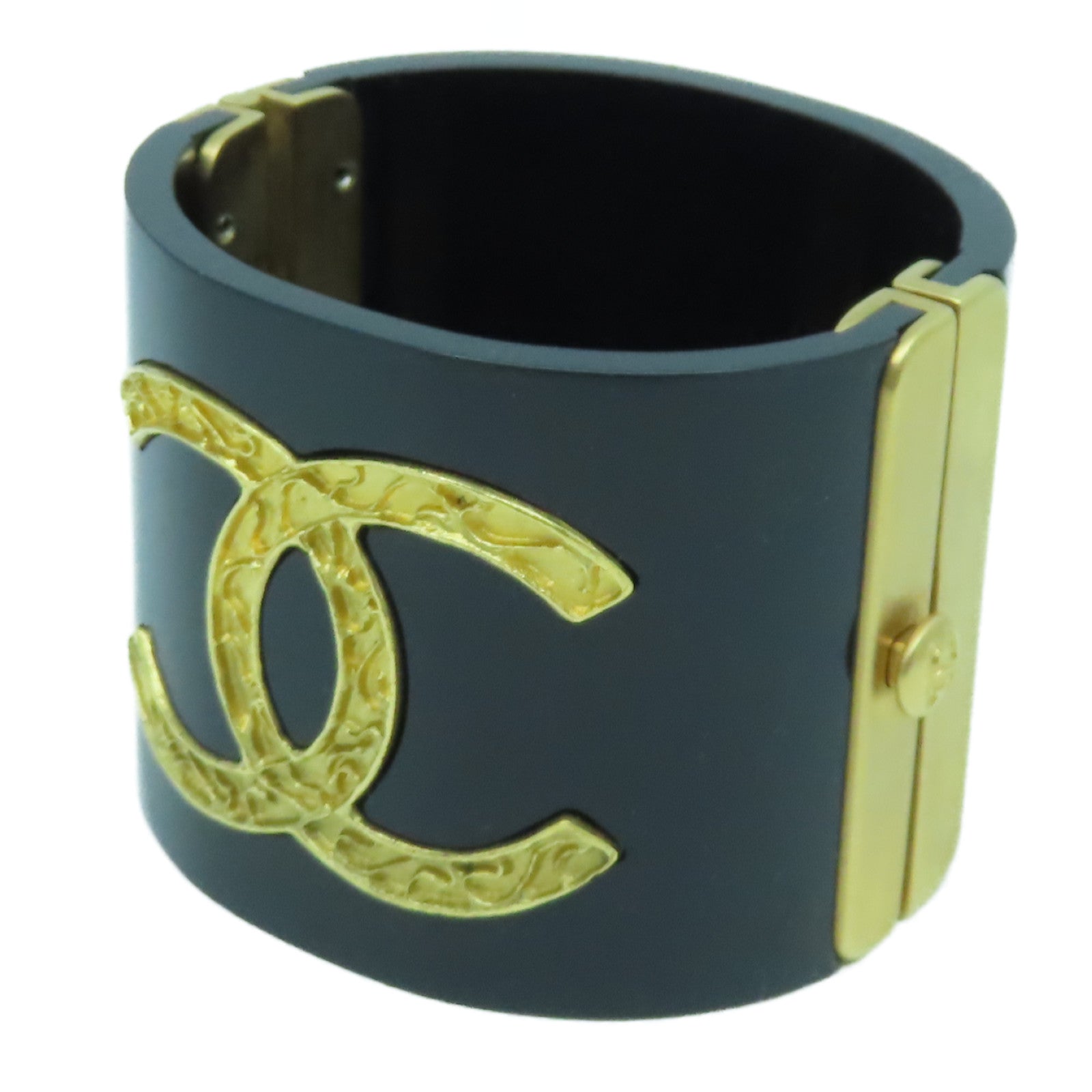 CHANEL 金屬Bangle手鐲黑色/金色